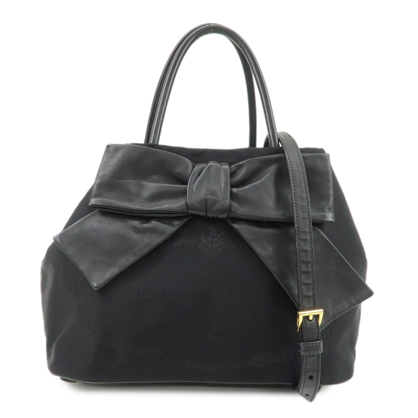 Nappa Jacquard Ribbon 2Way Bag Hand Bag d Leather Nylon Handbag