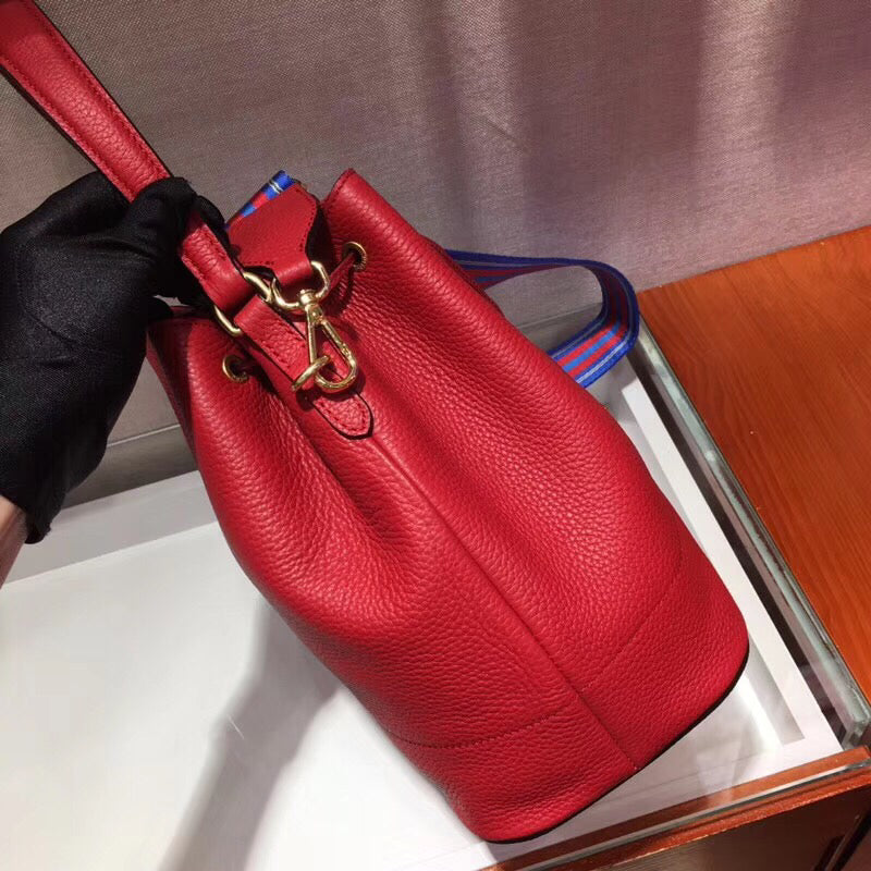 Prada Bag In Grained Calfskin Red Bucket Bucket Bag