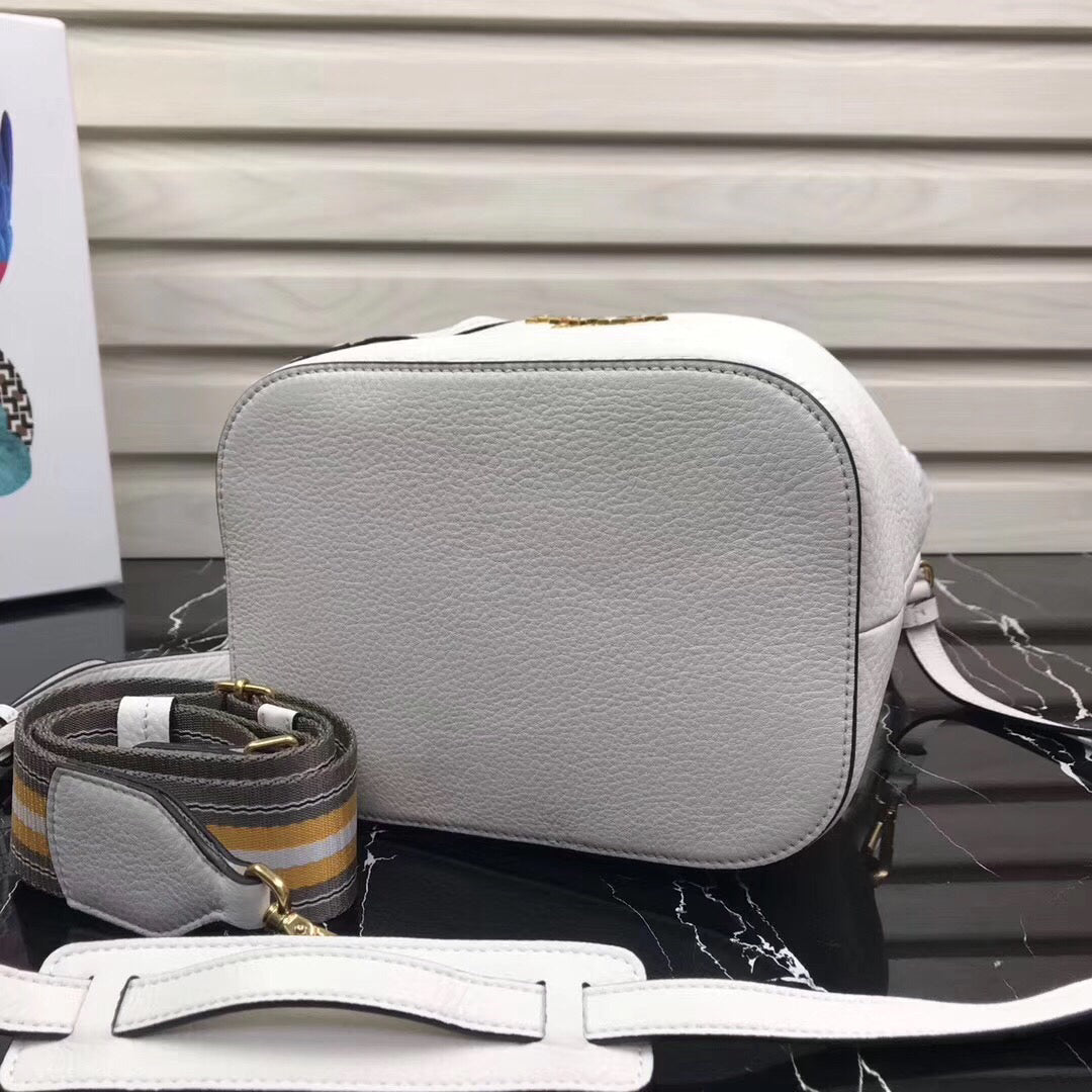 Prada Bag In Grained Calfskin White Bucket Bucket Bag