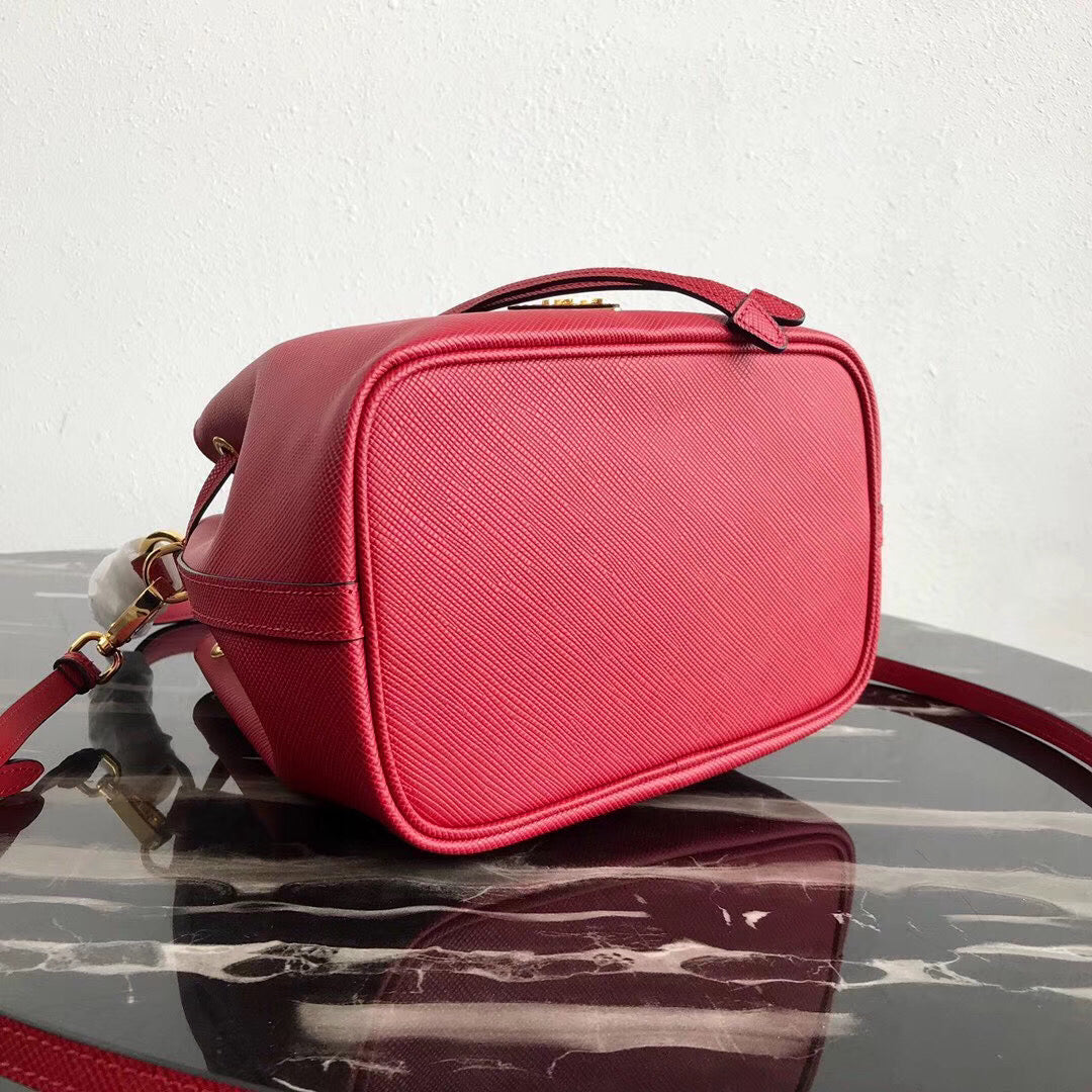 Prada Bag In Leather Saffiano Red Bucket Bag