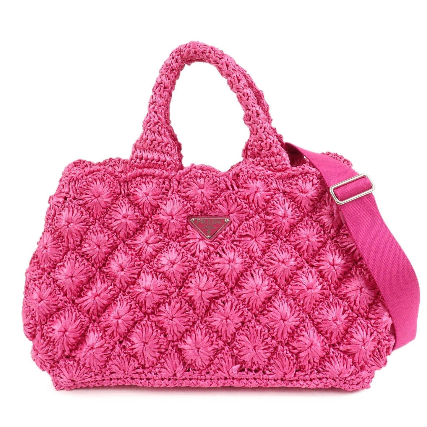 Shoulder Bag Canapa 2Way Bag Hand Bag Raffia Pink