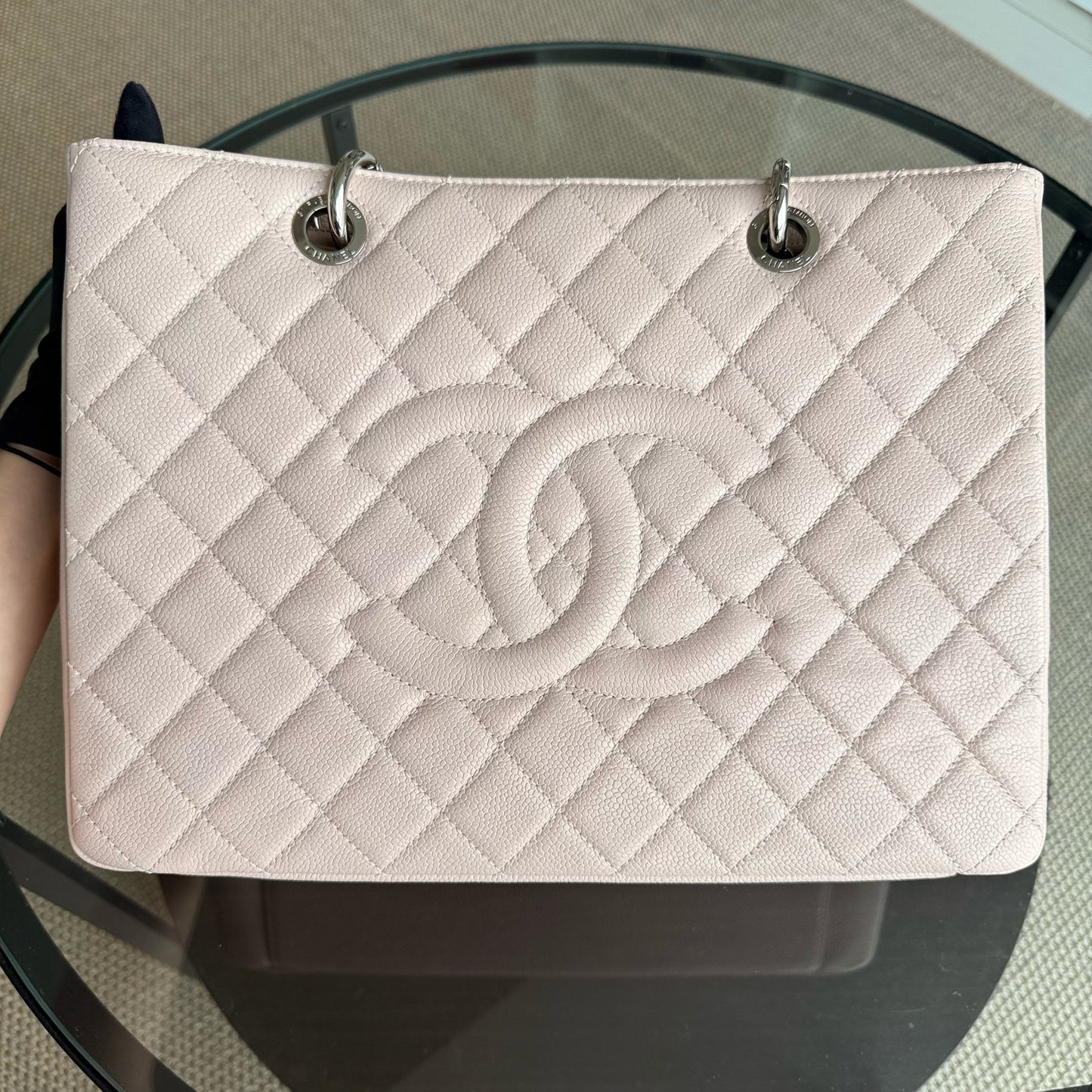 Chanel GST Grand Shopping Tote - Caviar Light Quilted Pink Tote Bag