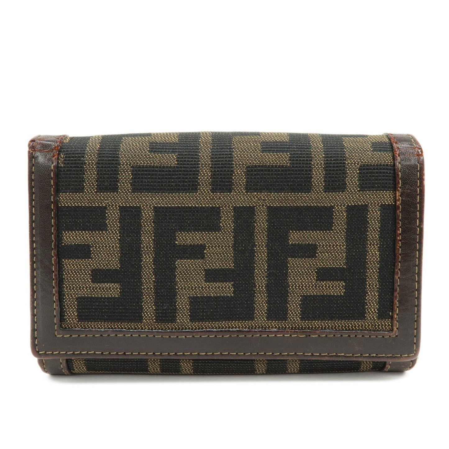 Zucca Bi-fold Compact Wallet Leather Canvas Brown Handbag