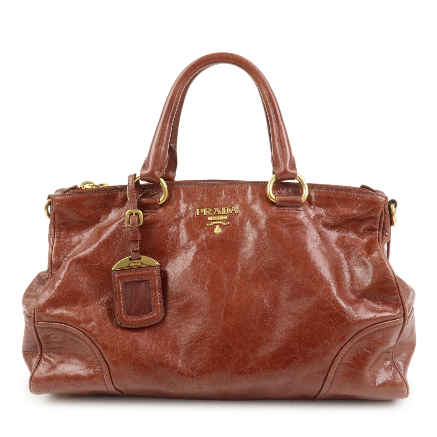 Shoulder Bag 2Way Hand Bag Leather Brown Logo
