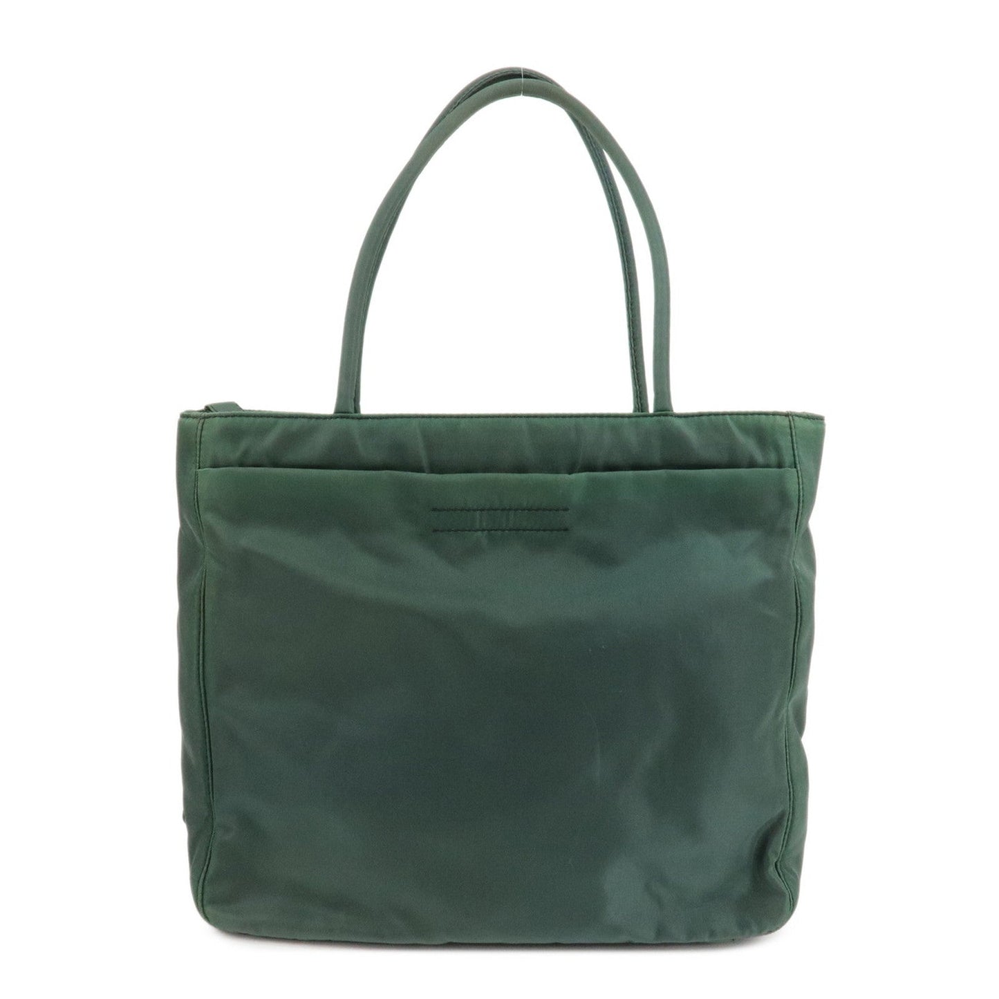 Tote Bag Triangle Leather Nylon Green