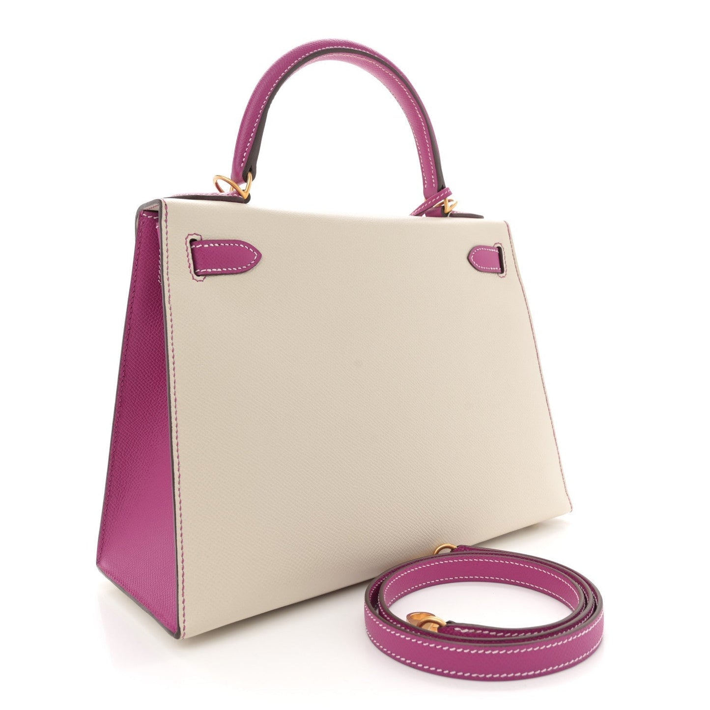 Hermes Epsom Bi Color Horseshoe Kelly Sellier Craie Rose Shoes