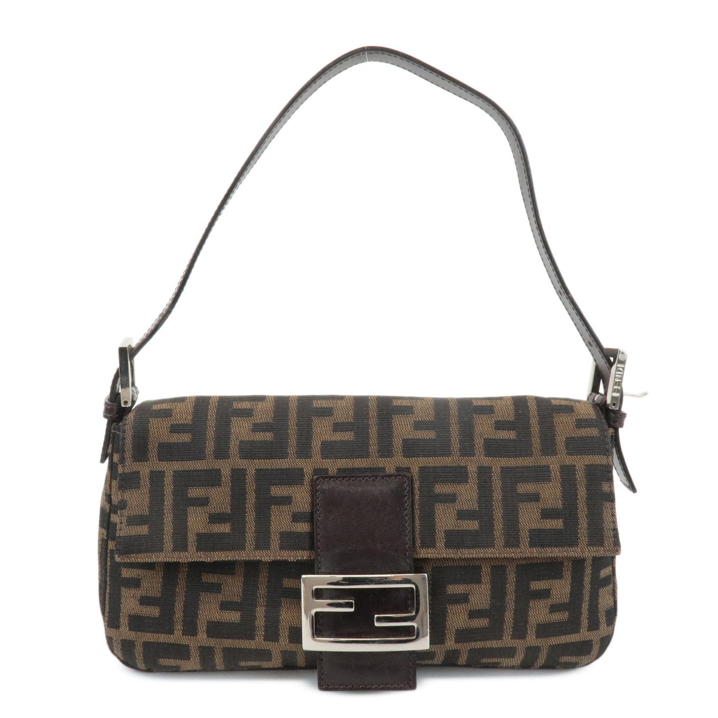 Fendi Shoulder Bag Zucca Mamma Baguette d 4 Canvas Black Brown