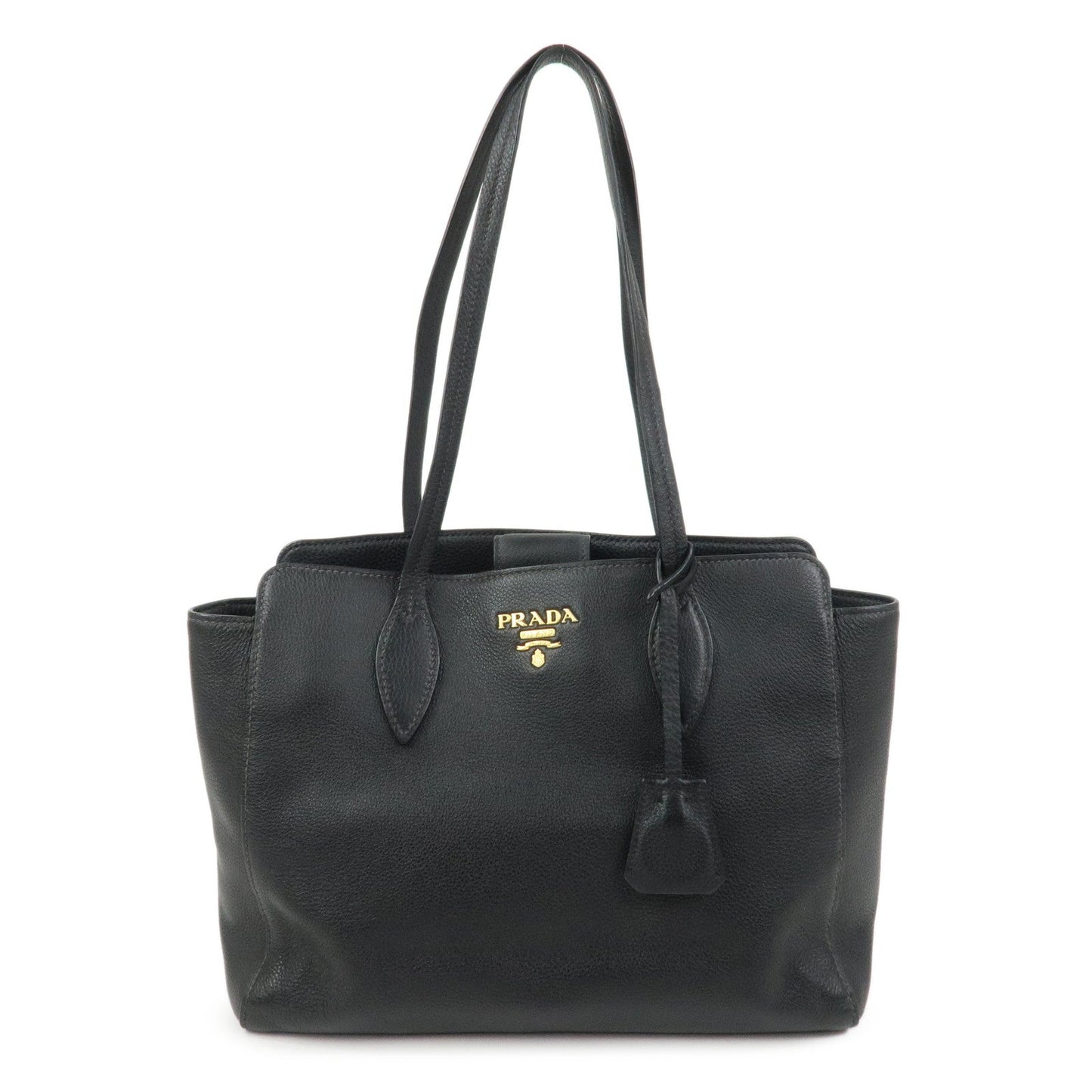 Tote Bag Shoulder Bag 2 Leather Black Logo