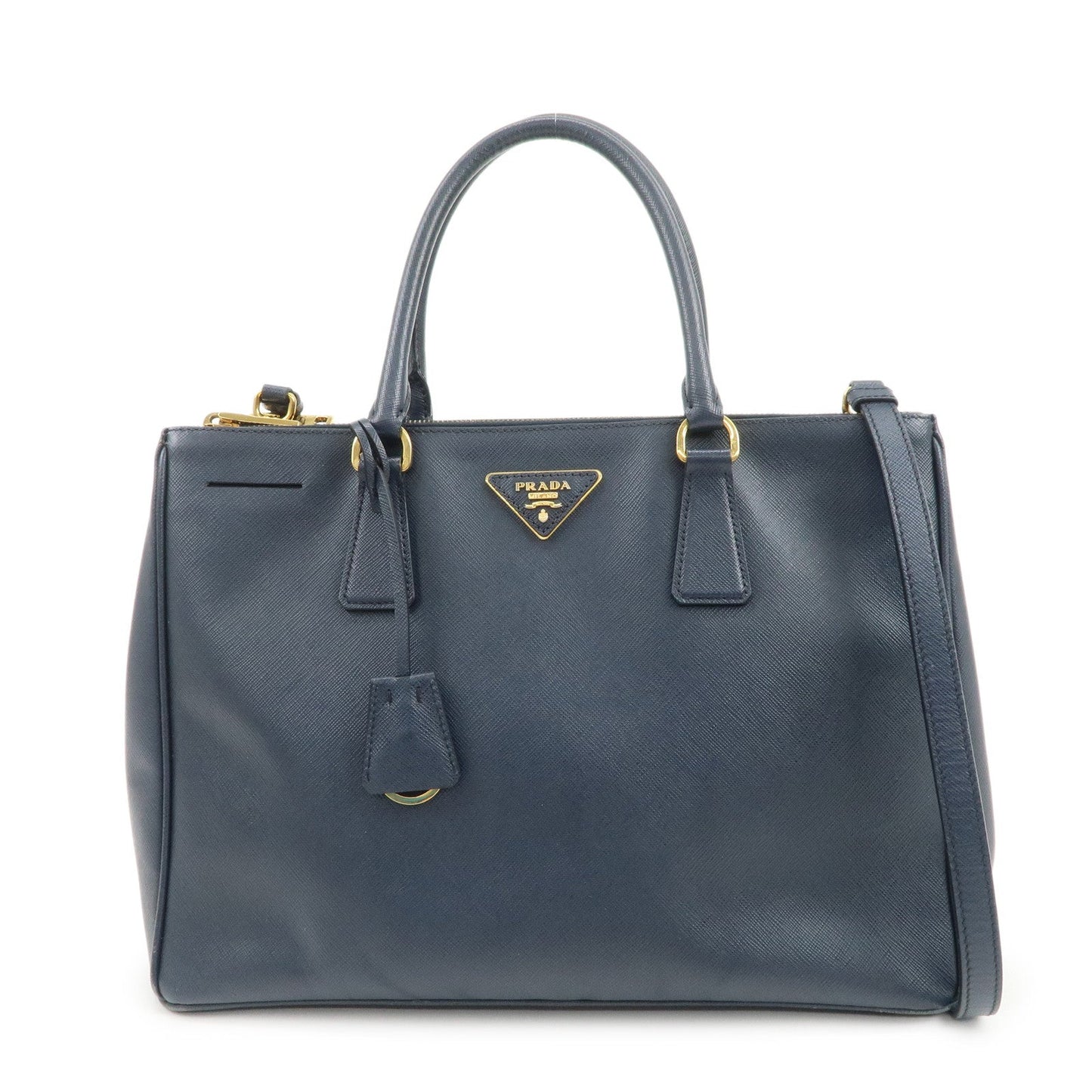 Galleria 2Way Bag Hand Bag Leather Saffiano Navy Handbag