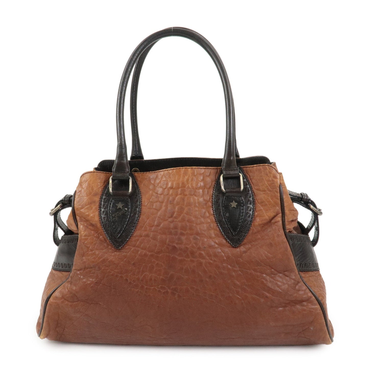 Tote Bag Etonico Shoulder Leather Brown Logo Shoulder Bag