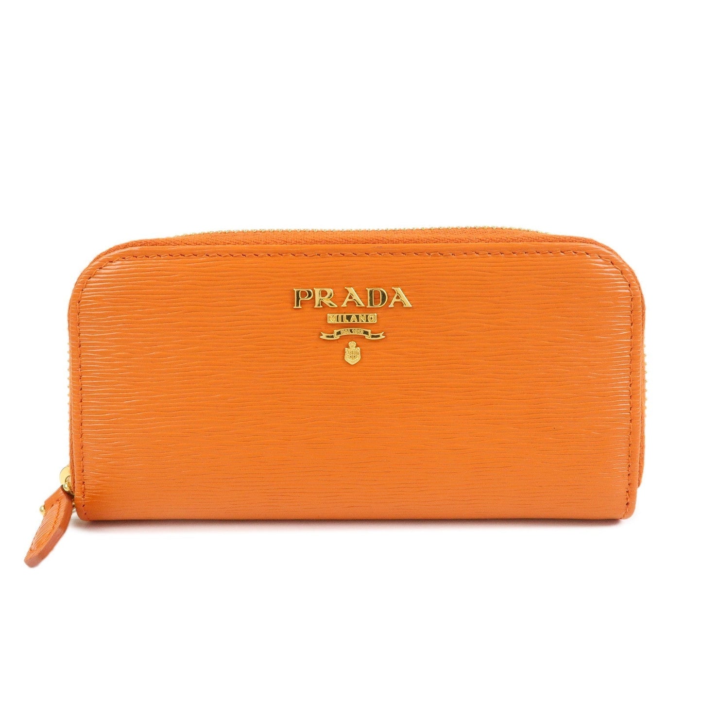 Round Zippy 6 Rings Key Case Leather Saffiano Orange Jewelry