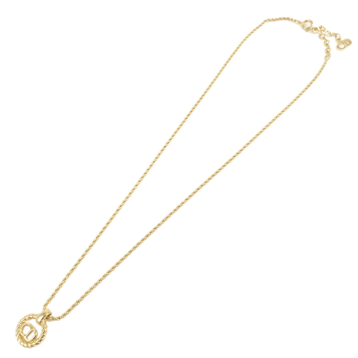 Dior Handbag Christian Tone Pendant Necklace Metal Gold Logo Jewelry