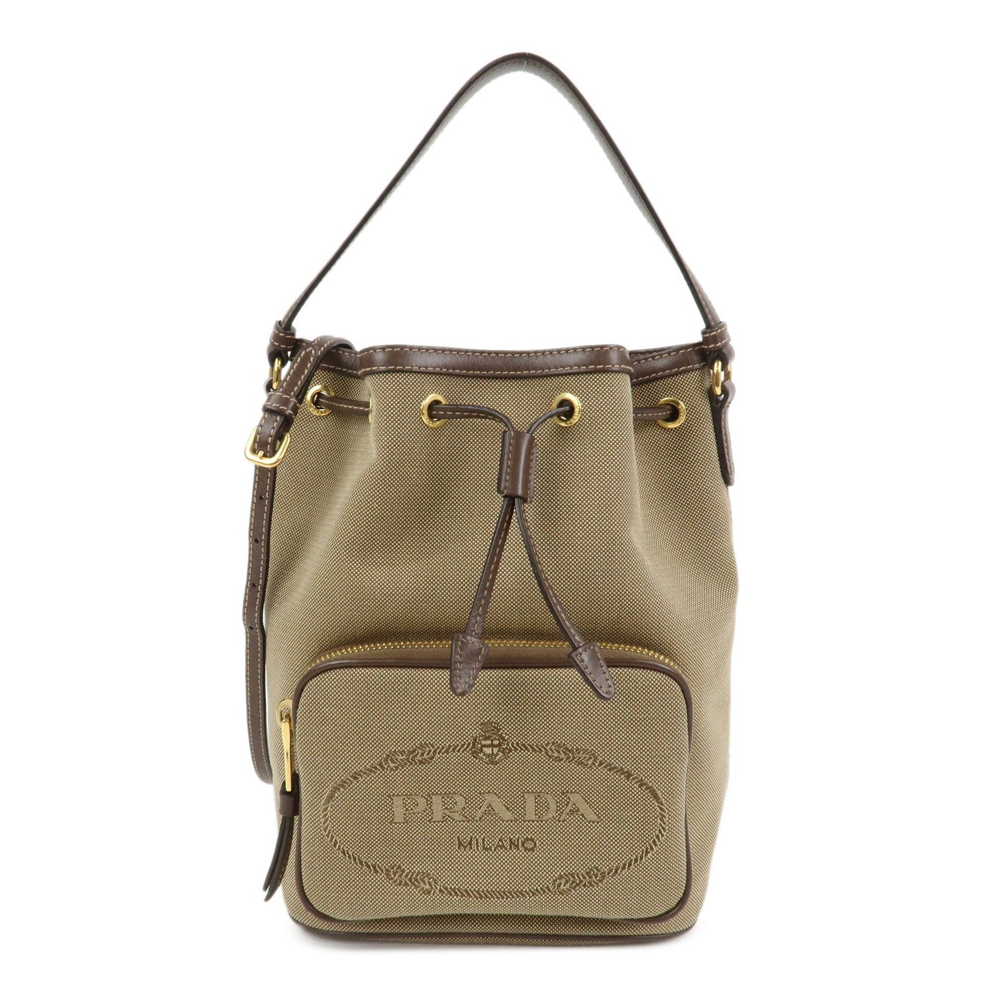 Shoulder Bag Jacquard 2Way Bag Drawstring Hand Leather