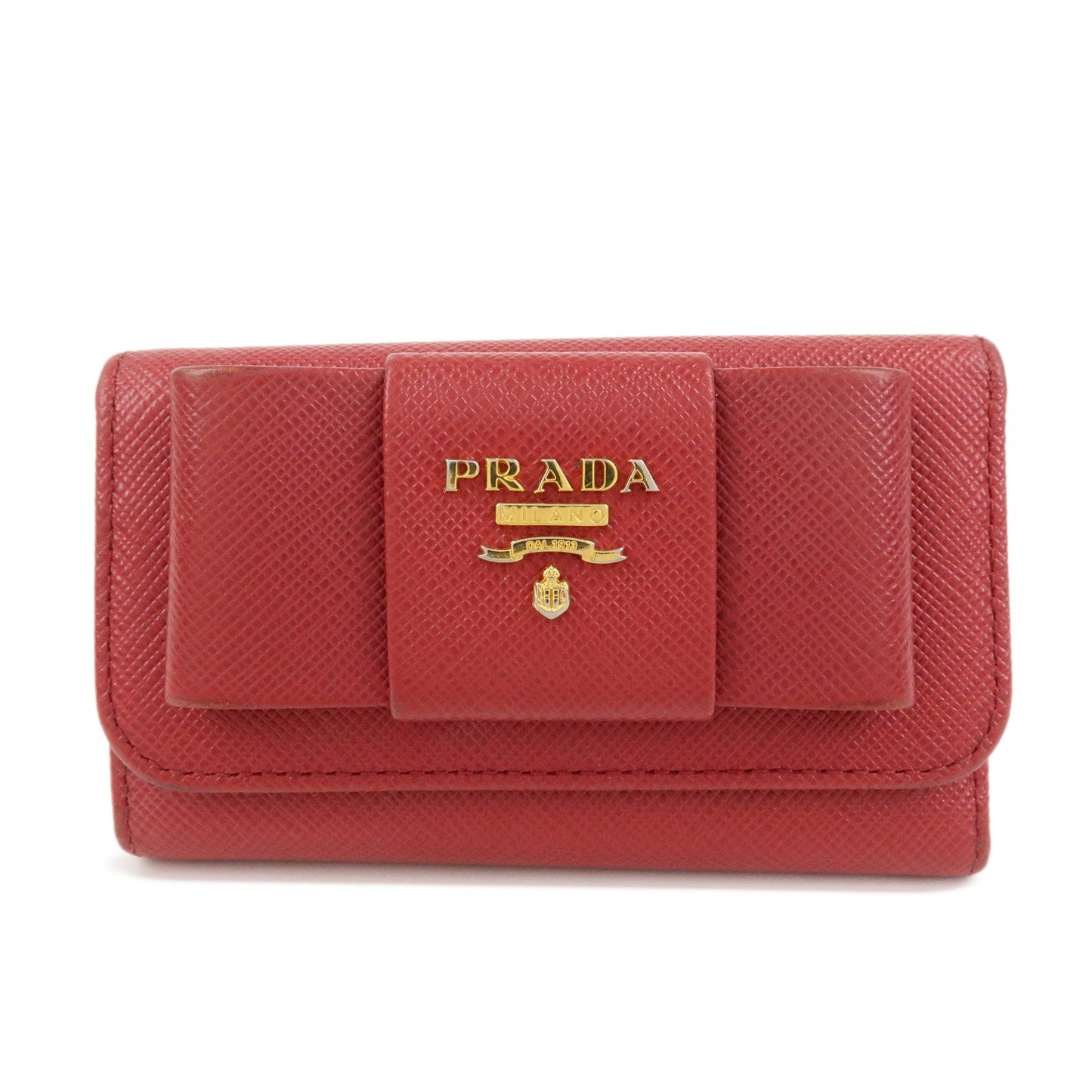 Ribbon 6 Rings Key Case Leather Saffiano Red Jewelry