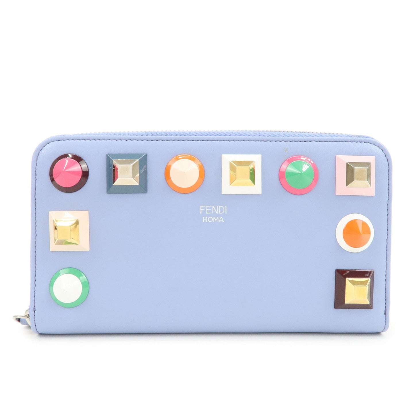 Plexiglass Studs Round Zippy Long Wallet Light Blue Handbag