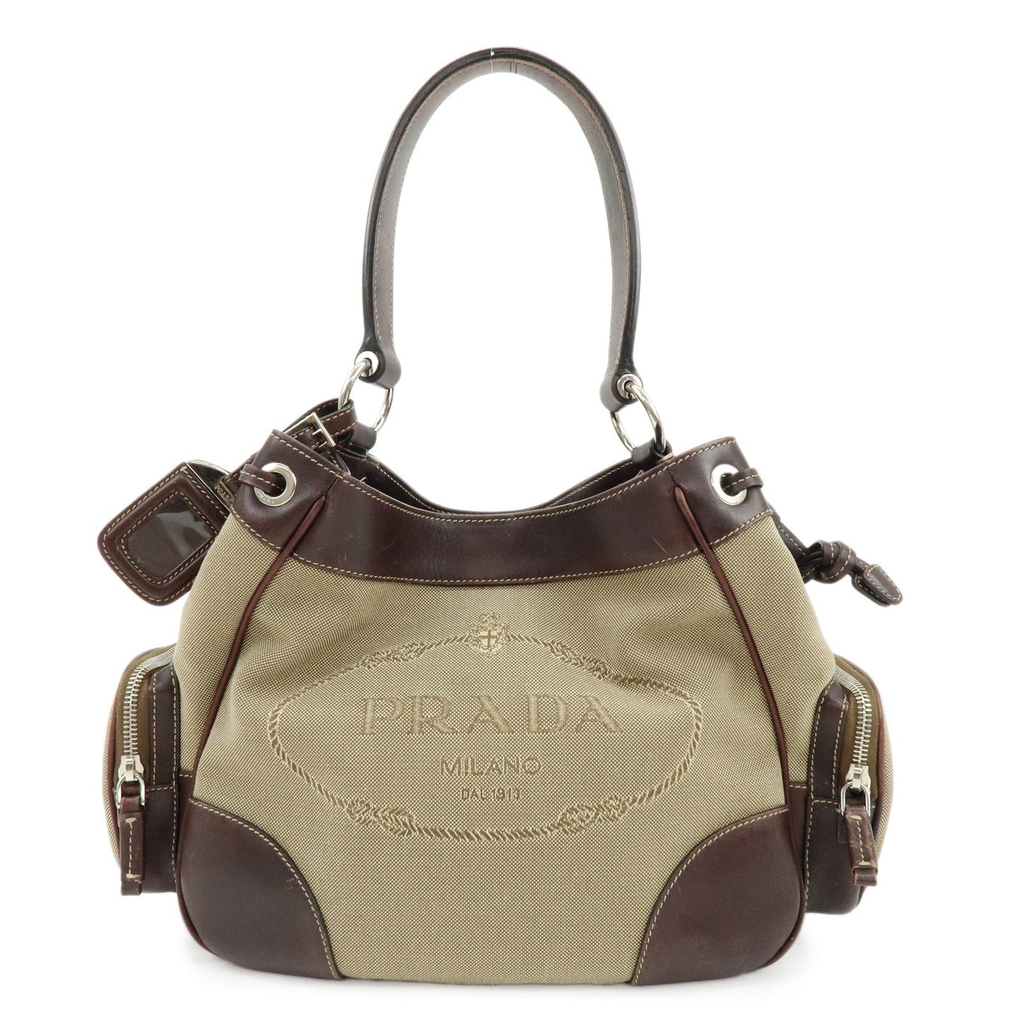 Shoulder Bag Jacquard Leather Canvas Logo