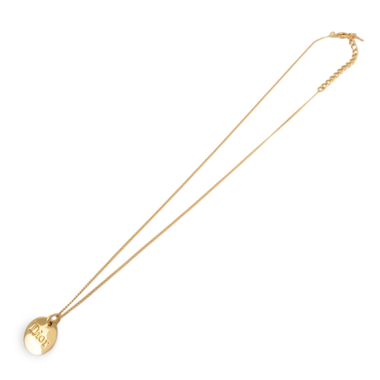 Dior Handbag Christian Circle Plate Necklace Metal Gold Logo Jewelry