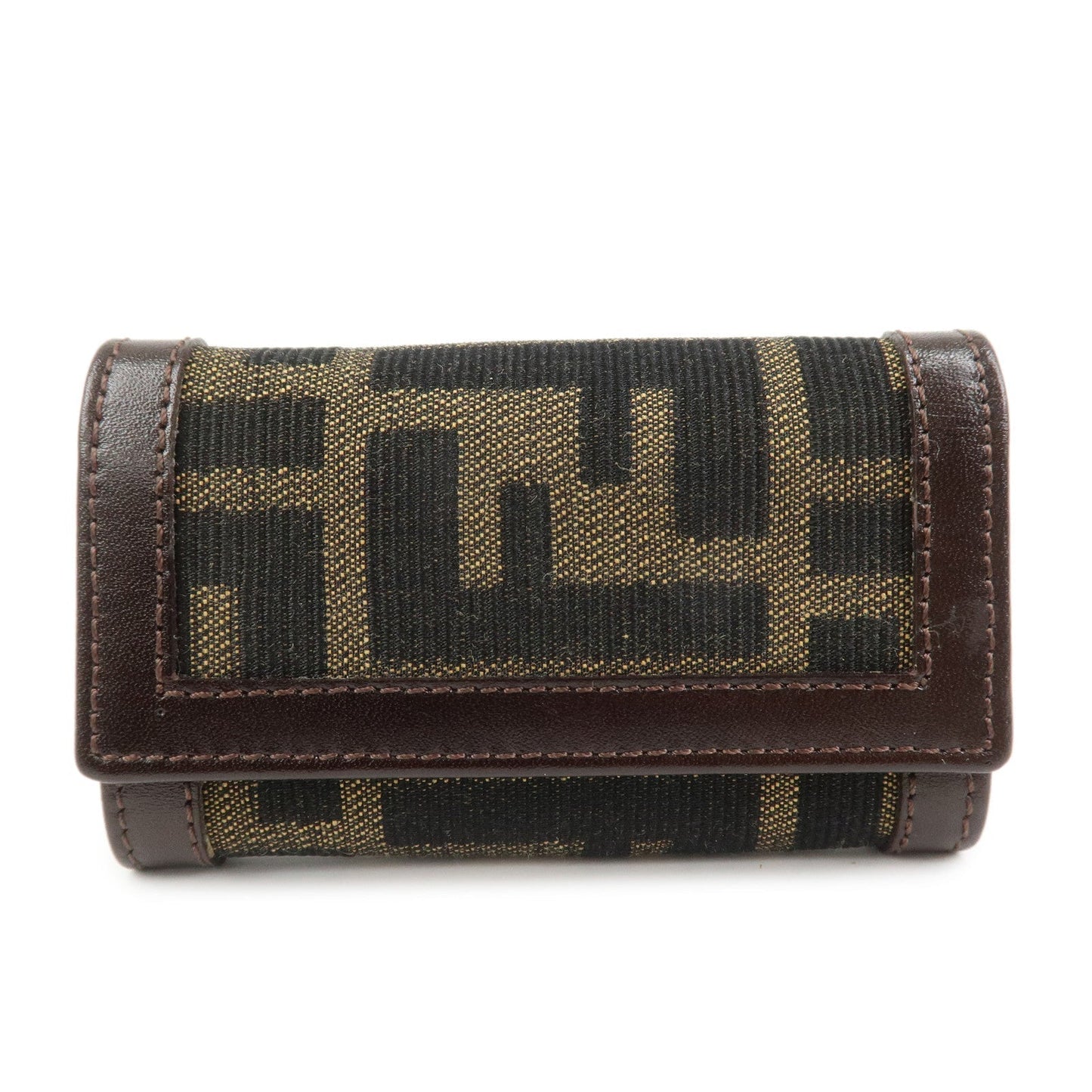 Zucca 6 Ring Key Case Key Holder Leather Canvas Brown Jewelry