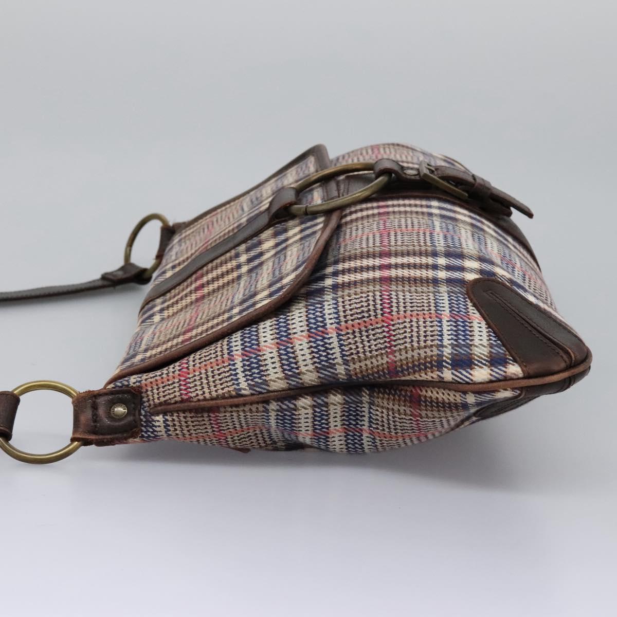 Burberry Label Shoulder Bag Canvas Beige Blue Canvas Shoulder Bag