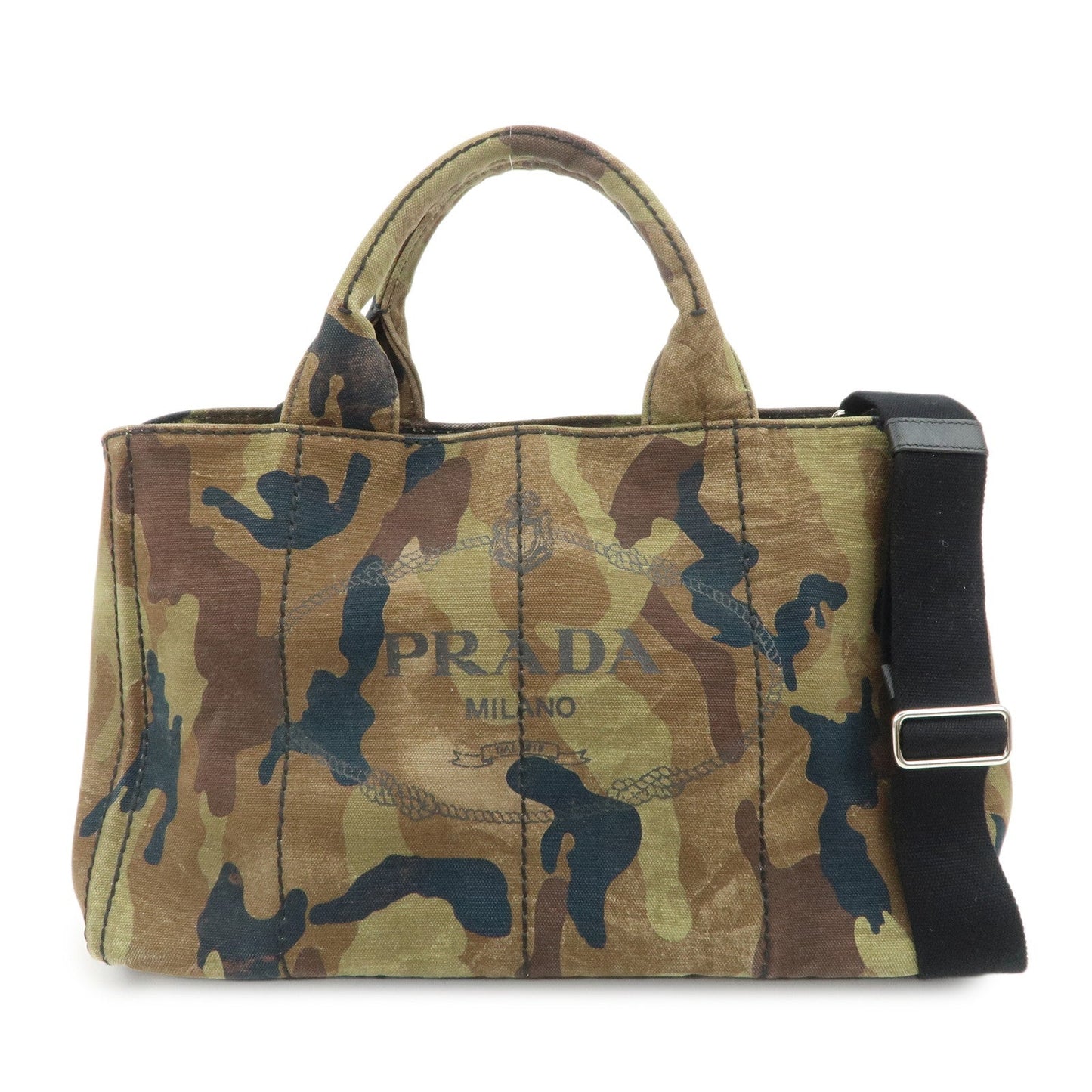 Canapa 2Way Hand Bag Camouflage Khaki Canvas Logo Handbag