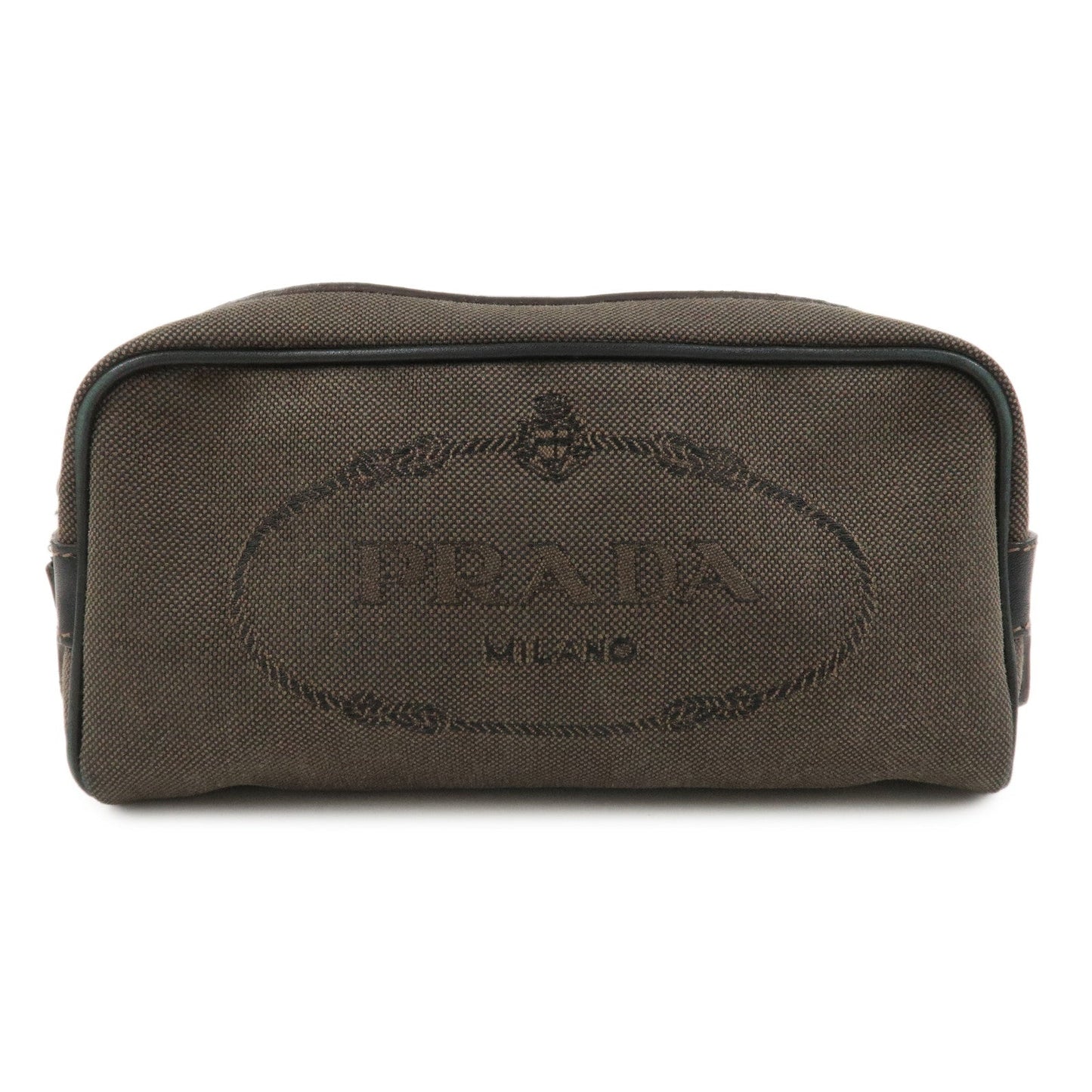 Jacquard Pouch Cosmetic Pouch Makeup Bag Brown Logo Handbag