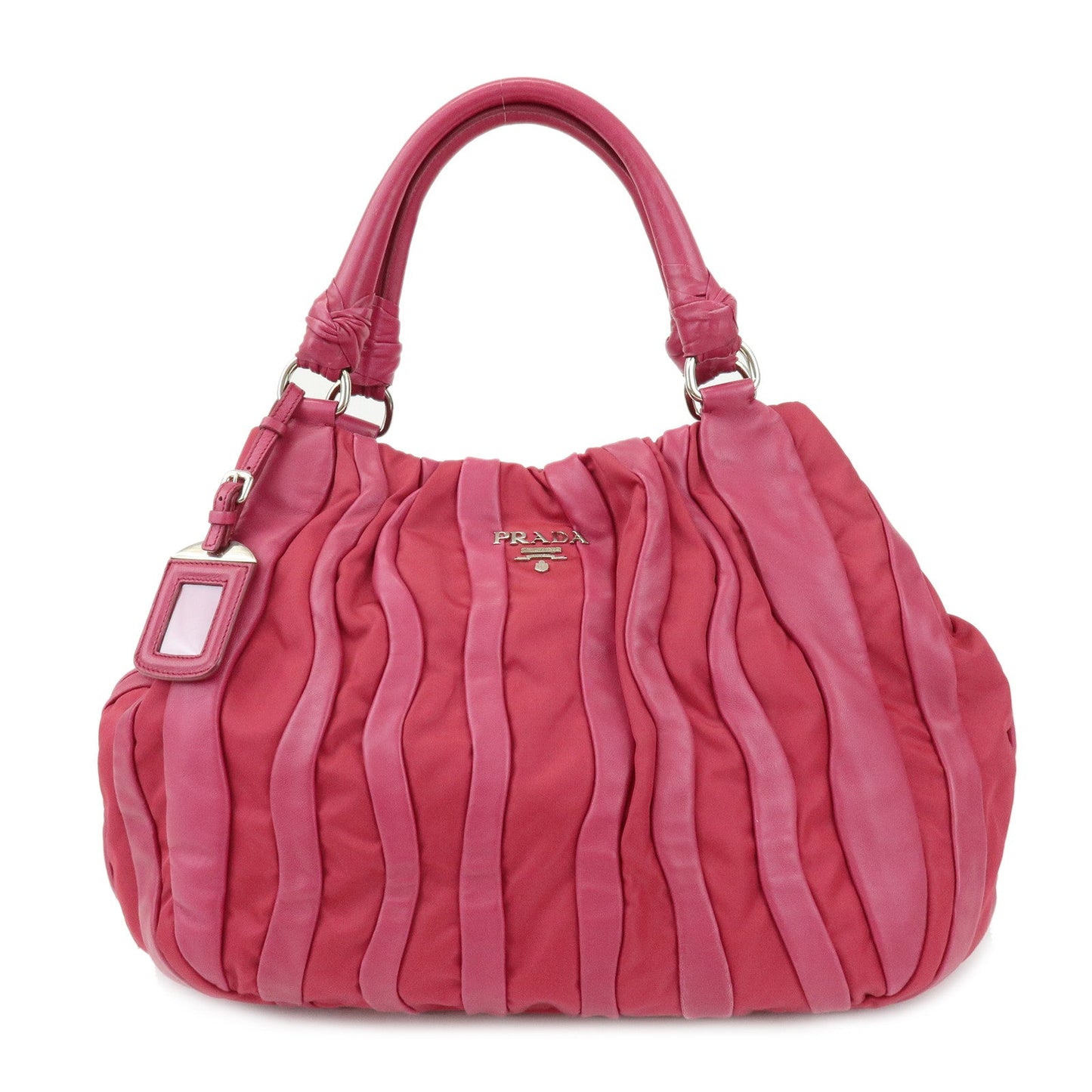 Shoulder Bag Nappa Hand Bag Leather Nylon Pink