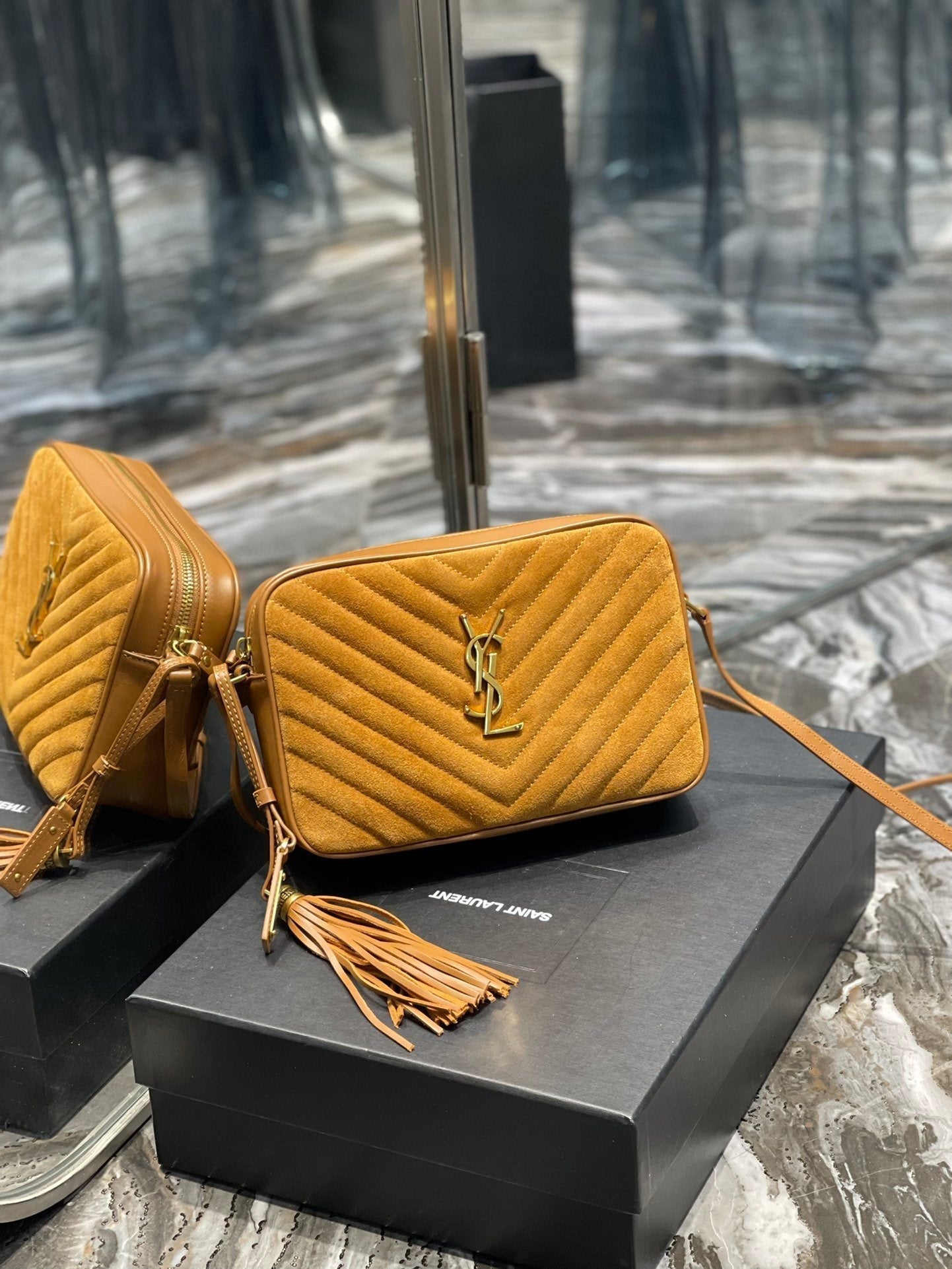 YSL Saint Laurent YSL Top Quality Lou Camera Bag With Brown Gold Crossbody Bag