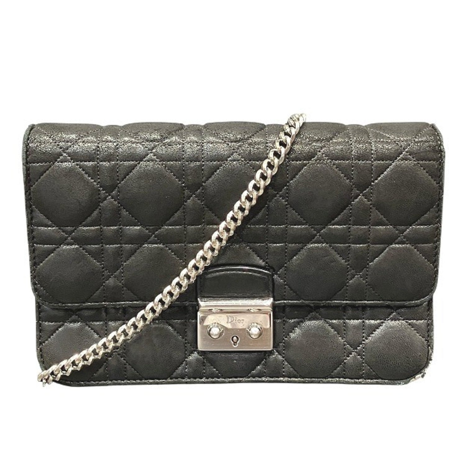 Dior Handbag Christian Shoulder Bag 25 Leather Black