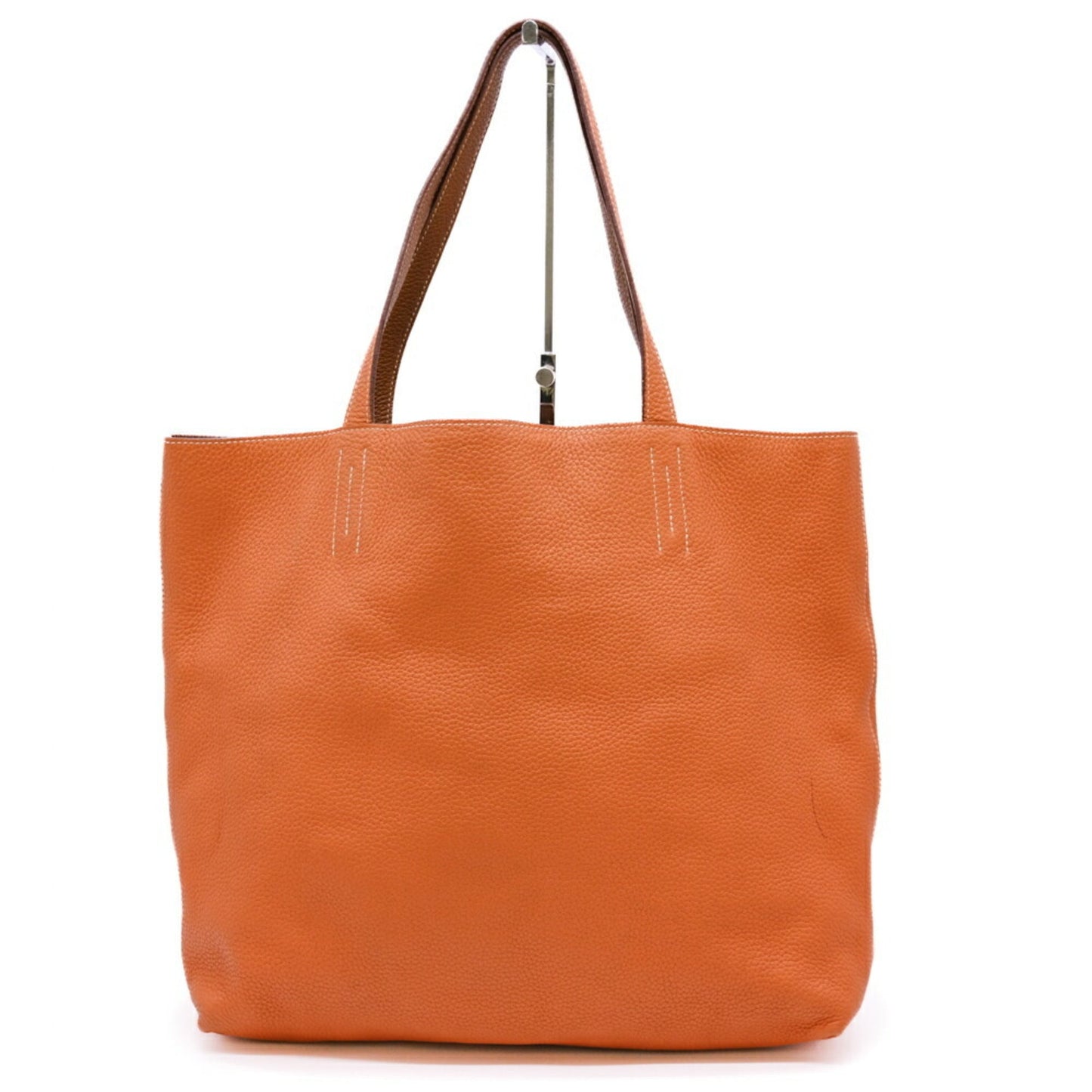 Hermes Taurillon Clemence Tote Bag Leather Brown Orange
