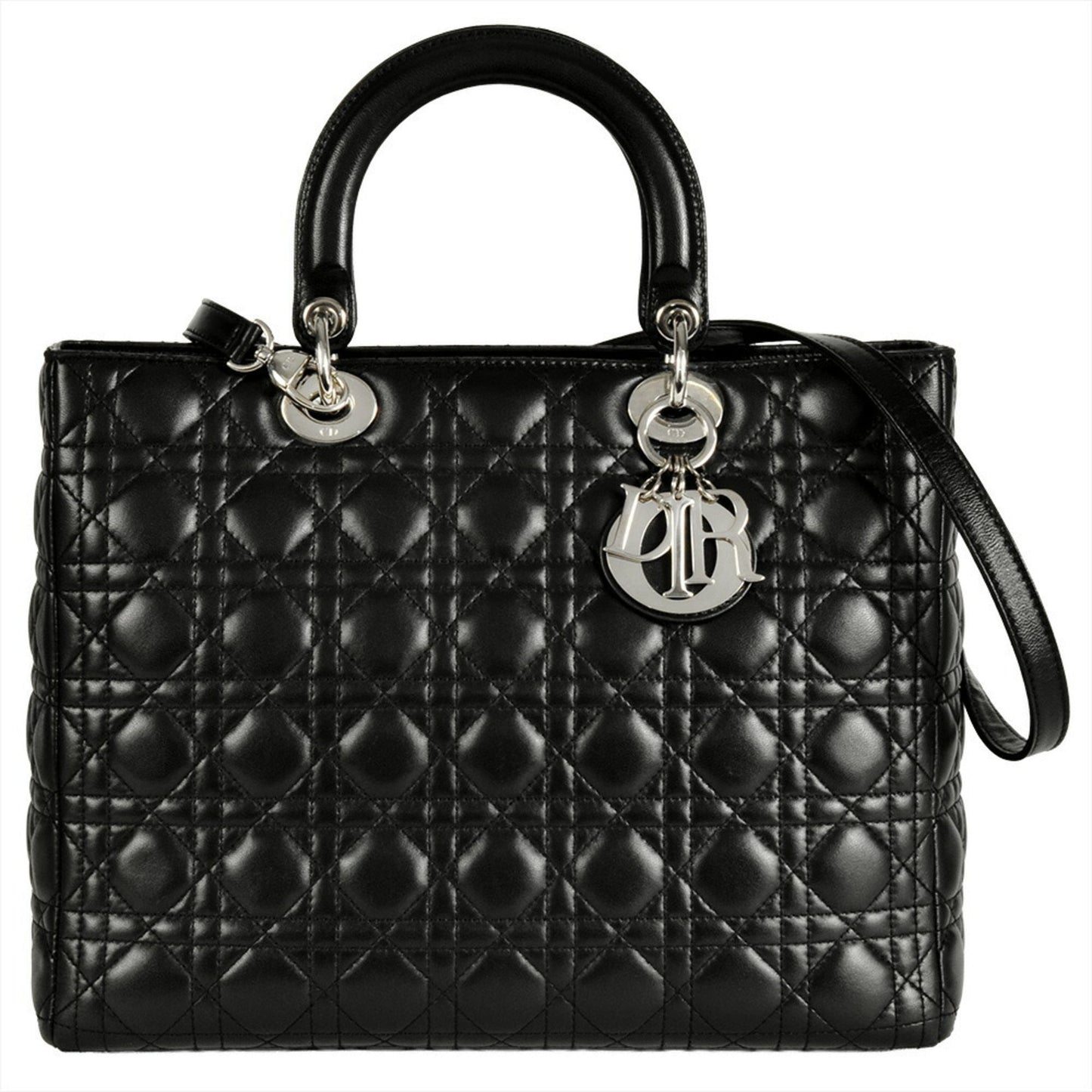 Dior Handbag Christian Lady 3 Leather Black