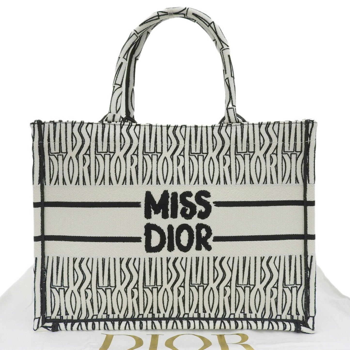 Dior Handbag Christian Jacquard Tote Bag Black White Multicolor