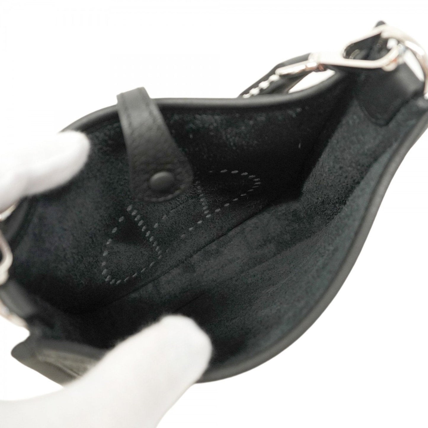 Hermes Taurillon Clemence Shoulder Bag Leather Black Mini