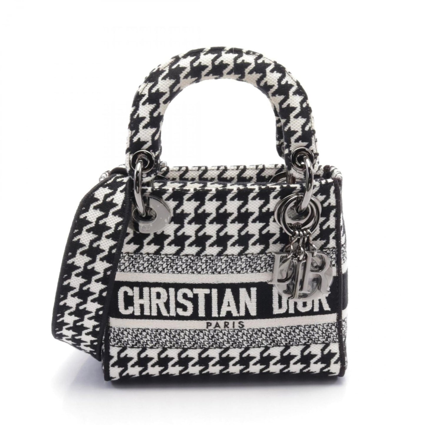 Dior Handbag Christian Canvas Black White