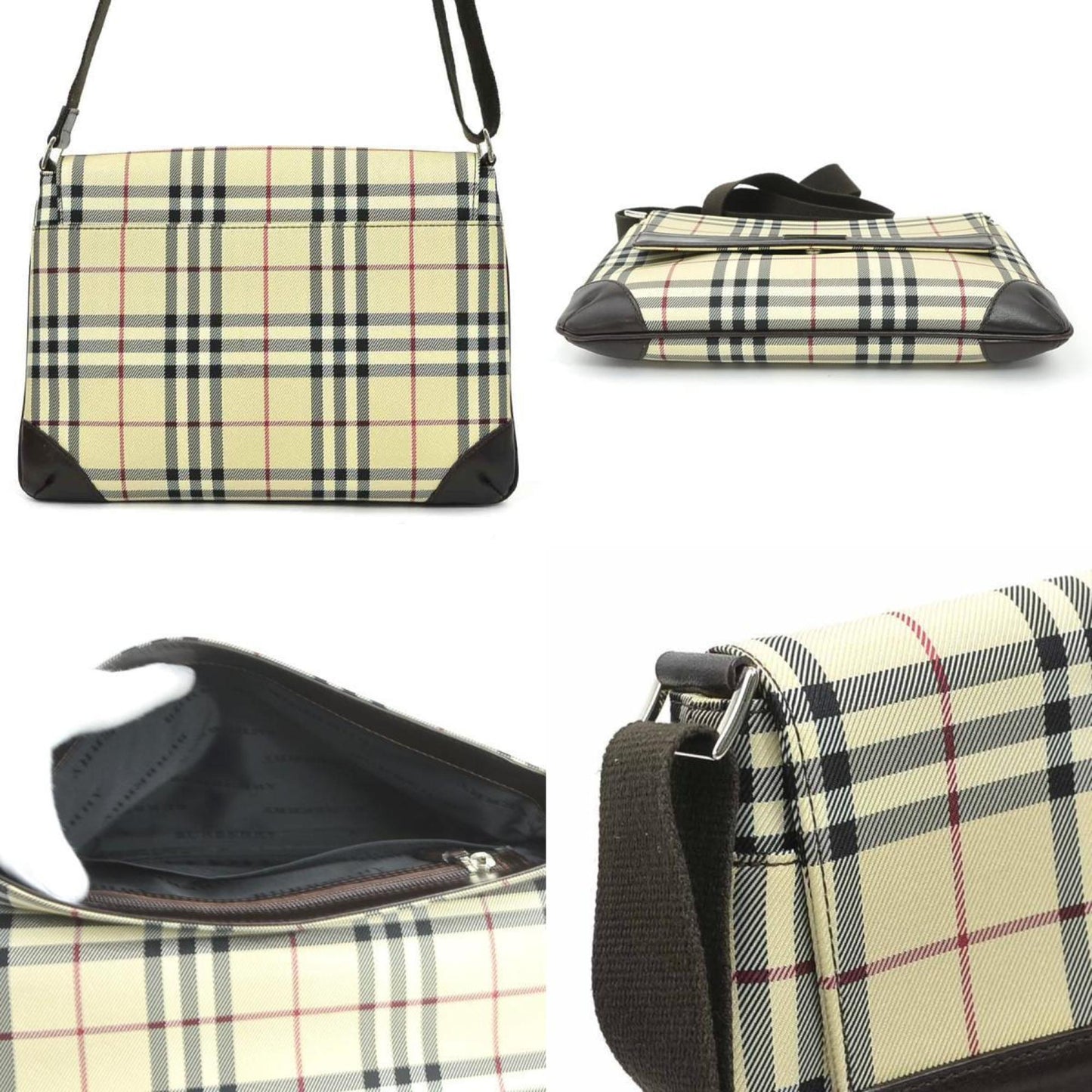 Burberry Shoulder Bag Leather Canvas Nylon Leather Shoulder Bag
