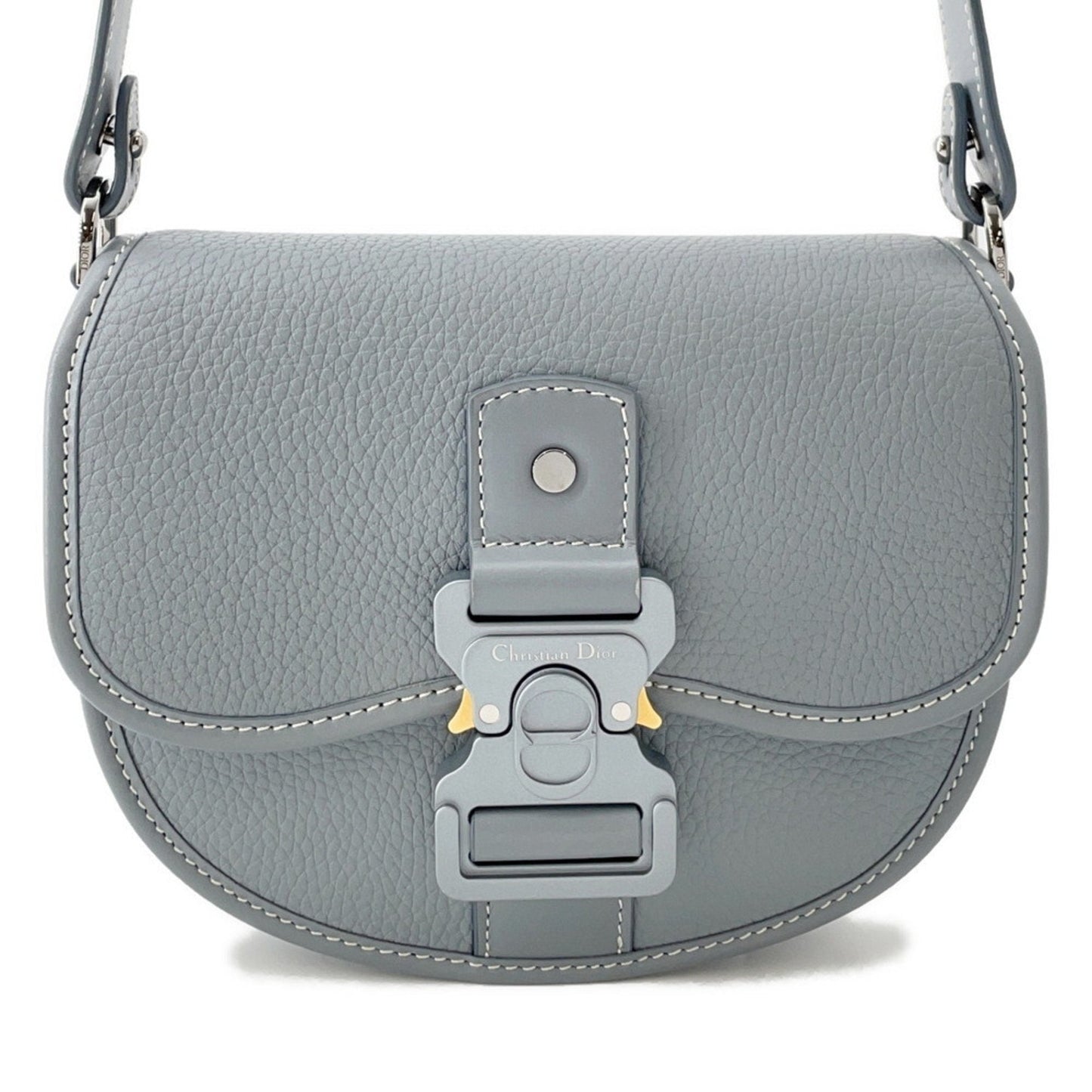 Dior Handbag Christian Shoulder Bag 3 Leather Gray