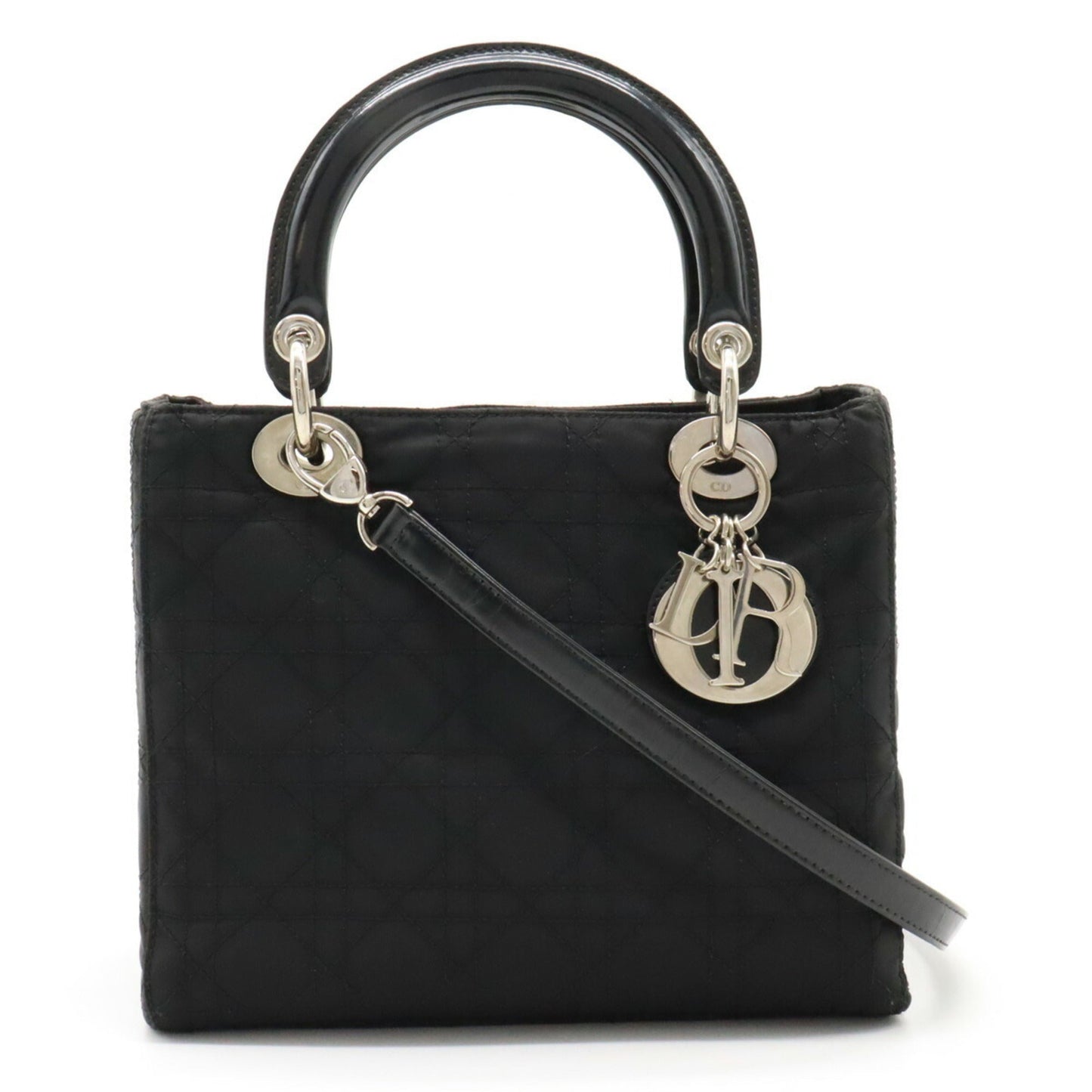 Dior Handbag Christian Lady Shoulder Bag Nylon Black