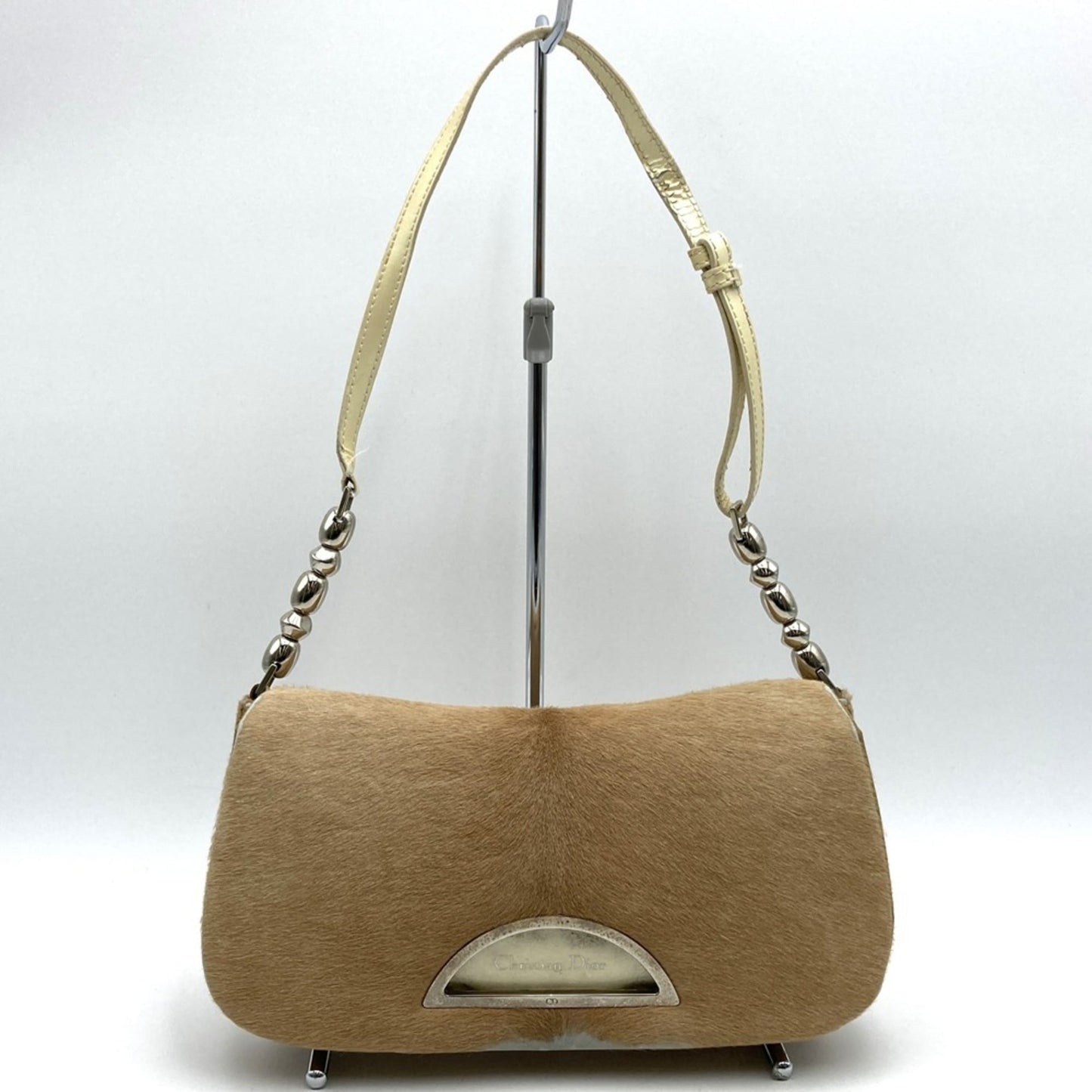 Dior Handbag Christian Pvc Leather Beige