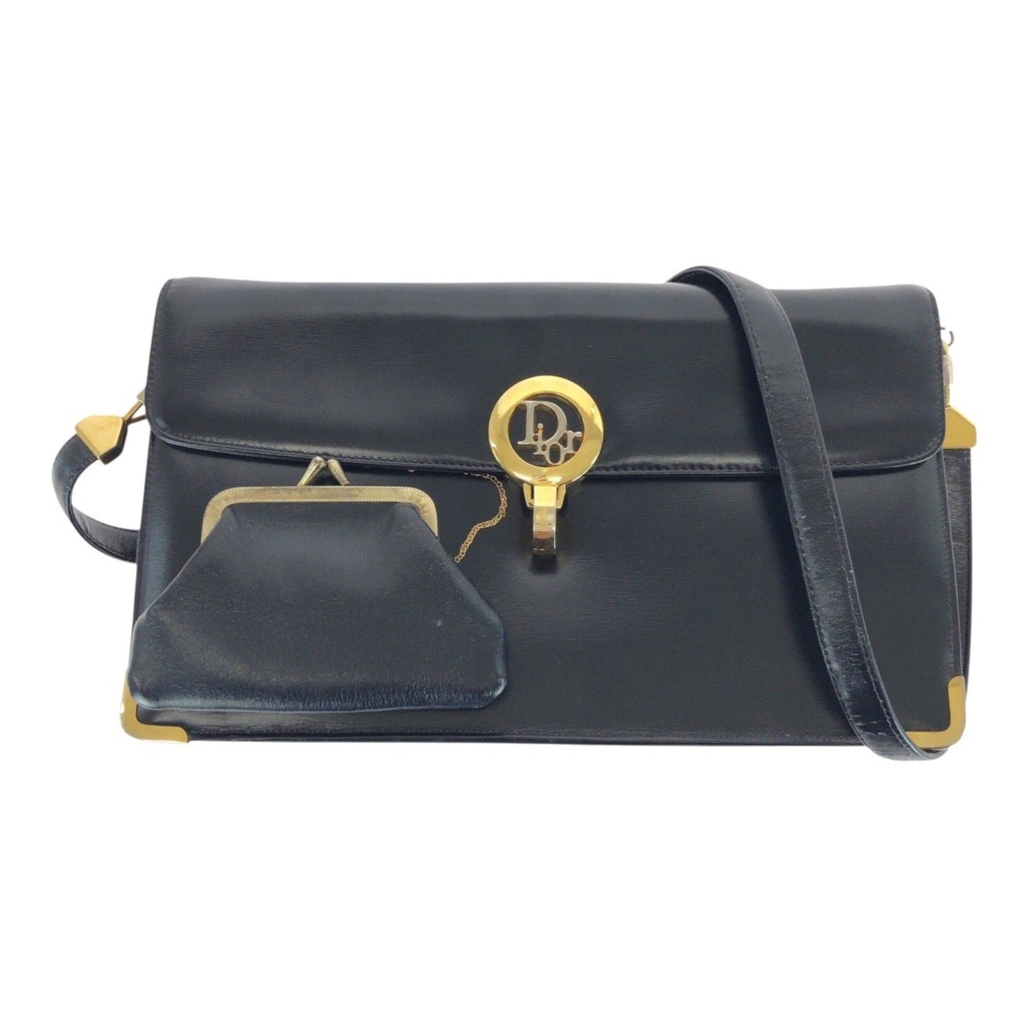 Dior Handbag Christian Pochette Shoulder Bag 5 Leather Black