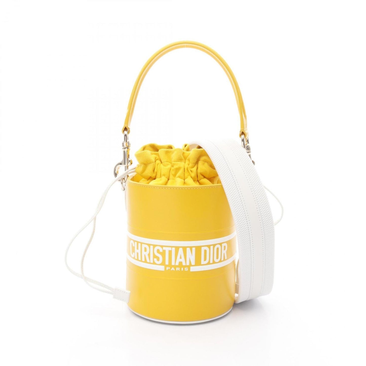 Dior Handbag Christian Leather White Yellow