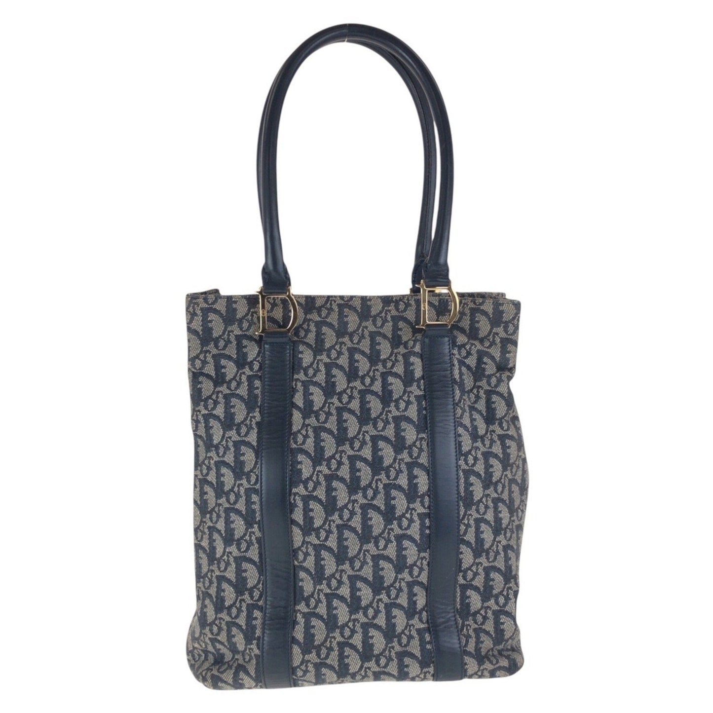 Dior Handbag Christian Shoulder Bag Tote Bag Leather Canvas Blue