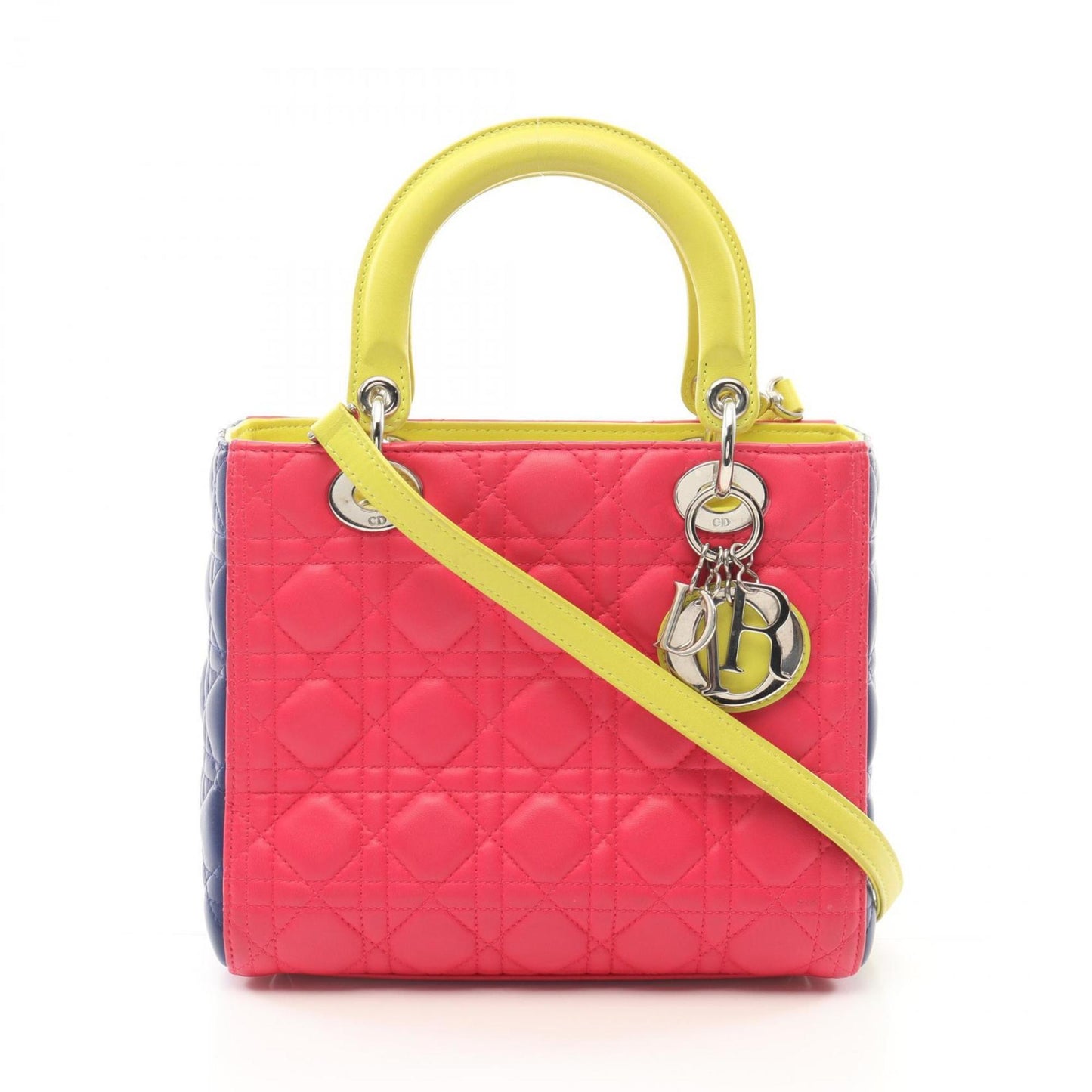 Dior Handbag Christian Leather Blue Pink