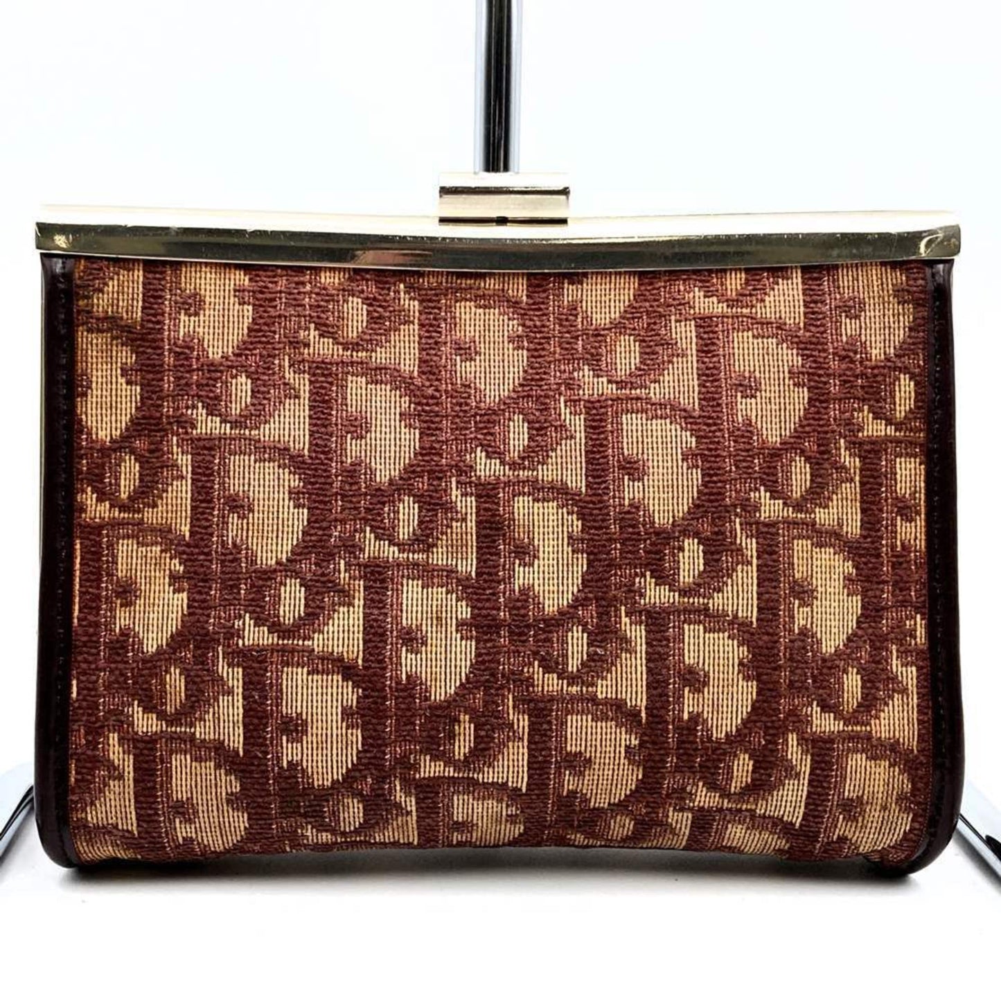Dior Handbag Christian Color Pouch Canvas Beige Red Satchel Bag