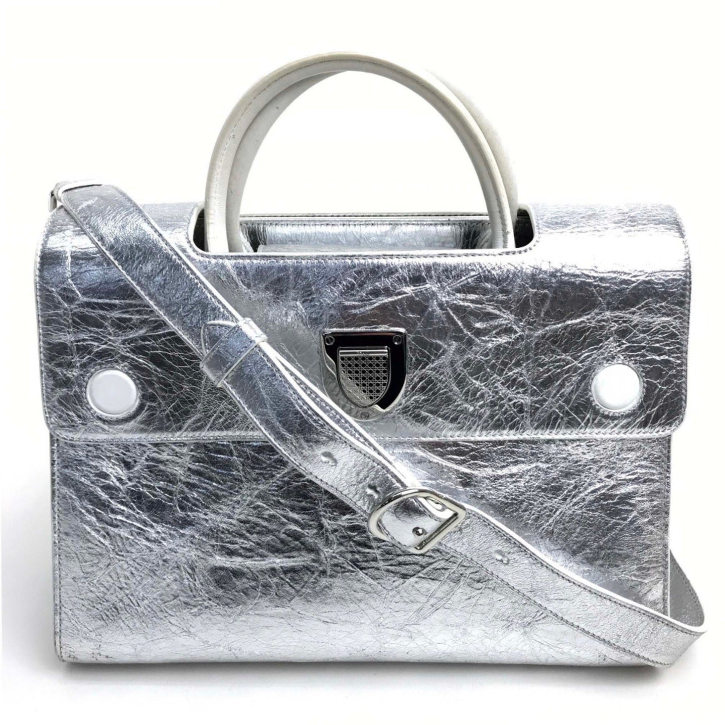 Dior Handbag Christian 2 Leather Silver
