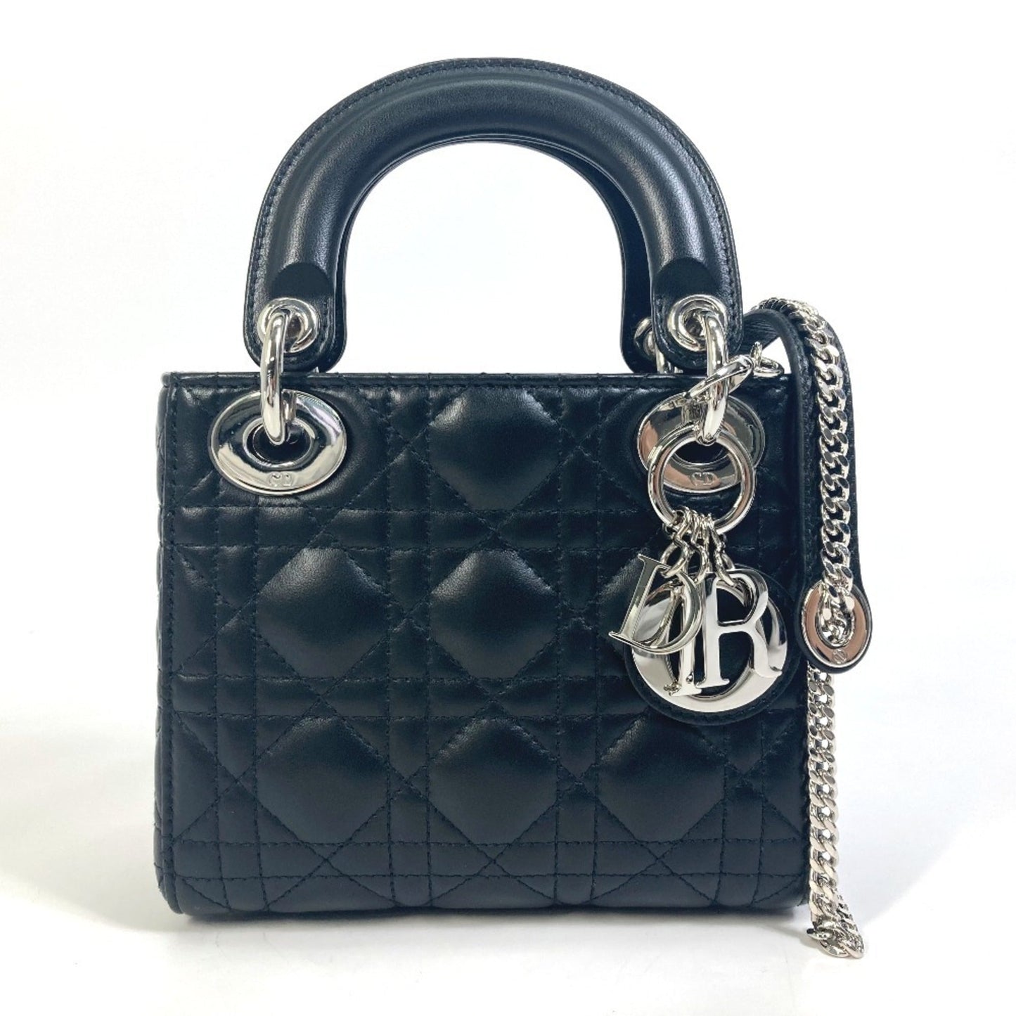 Dior Handbag Christian Lady Shoulder Bag 3 Leather Black