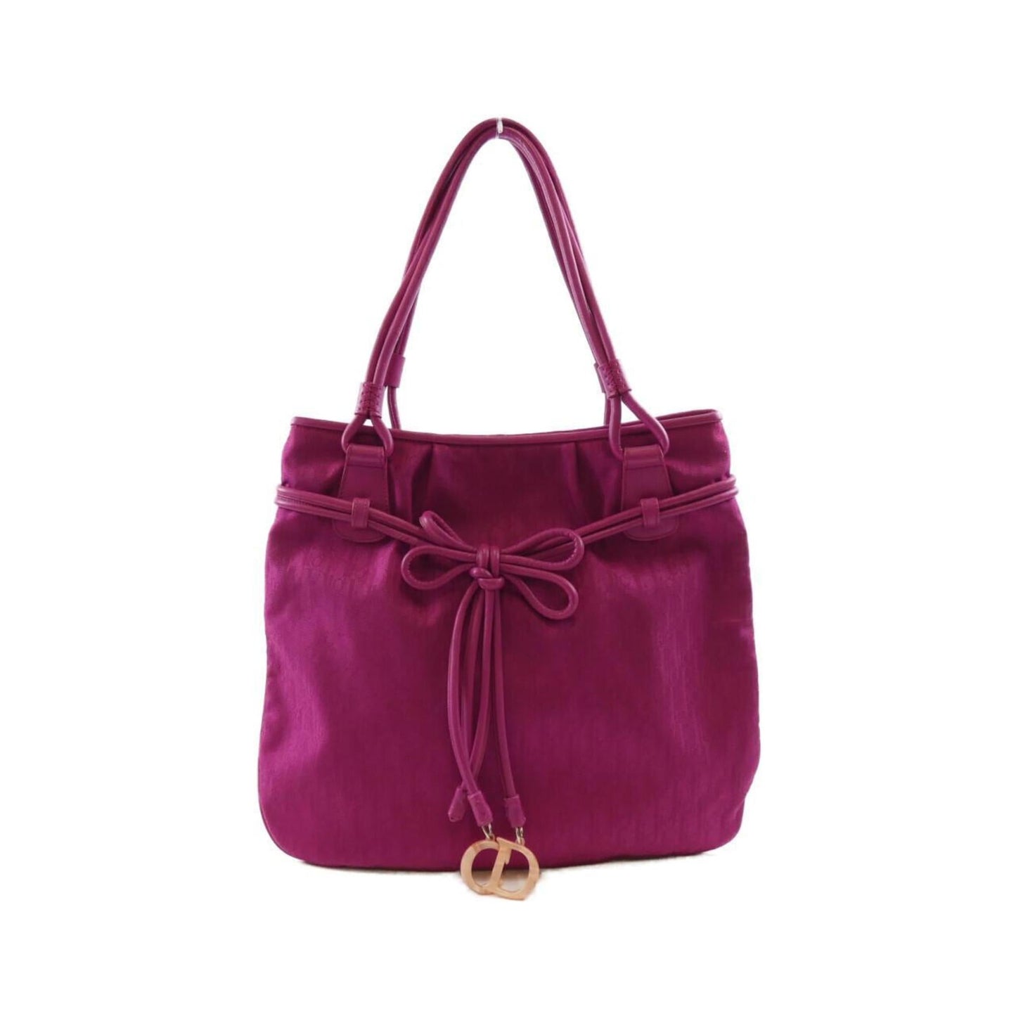 Dior Handbag Christian Canvas Nylon Silver