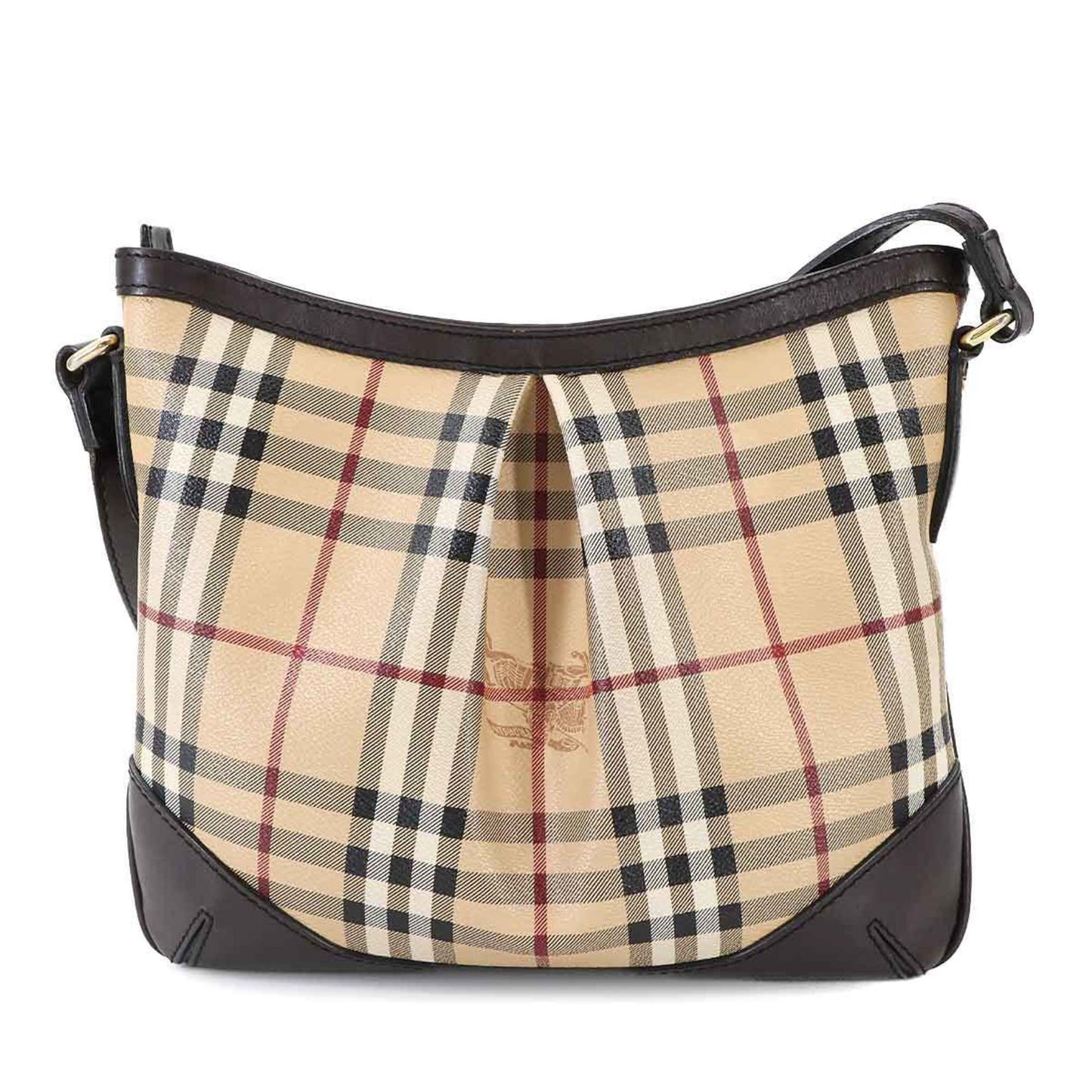 Burberry Dark Pvc Shoulder Bag Leather Brown Beige