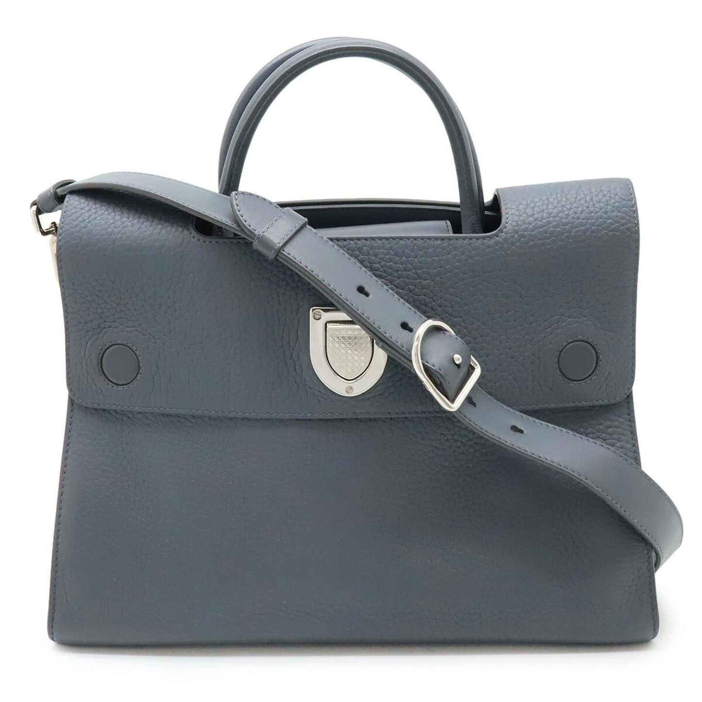 Dior Handbag Christian Shoulder Bag Tote Bag Leather Gray