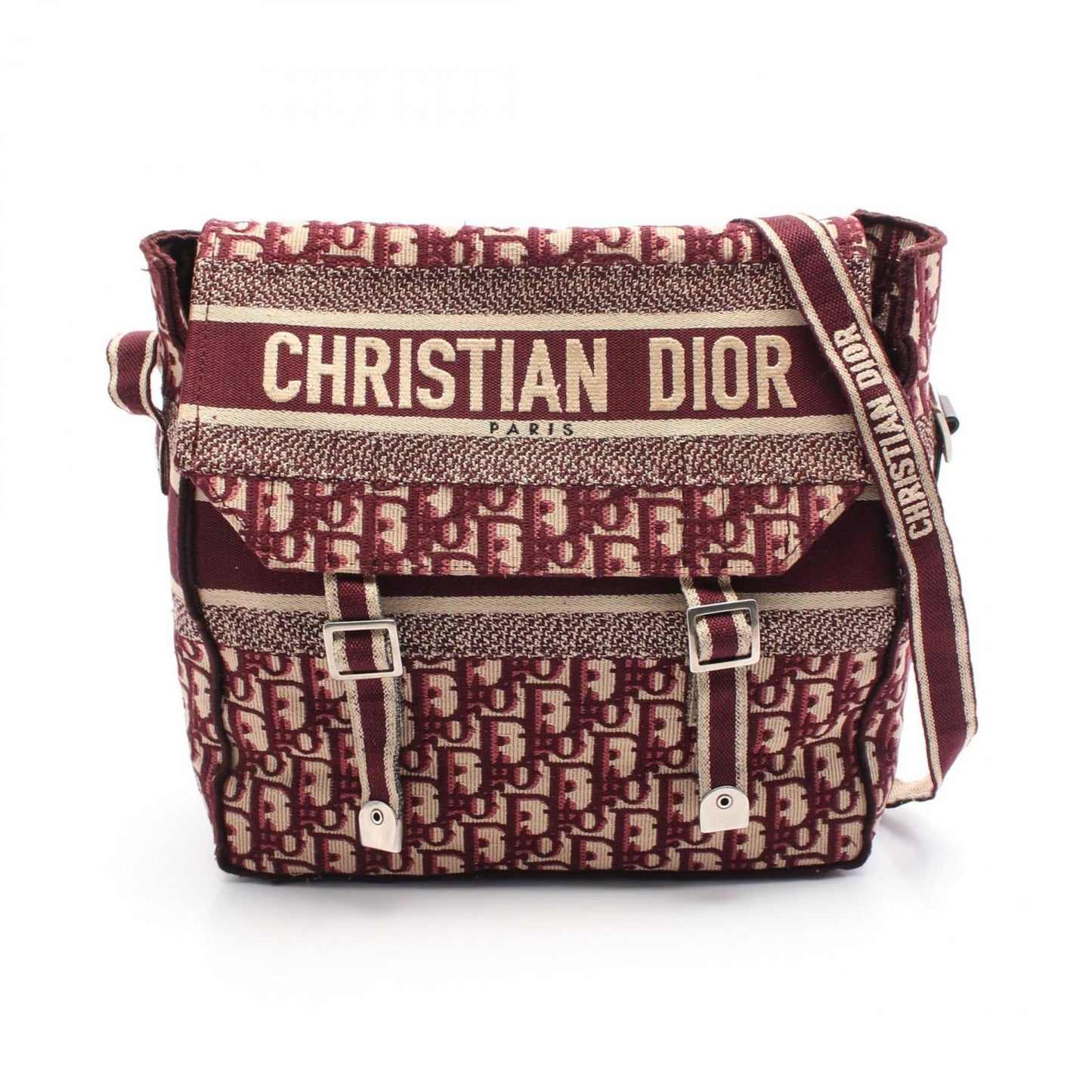 Dior Handbag Christian Bordeaux Shoulder Bag Canvas Beige Multicolor