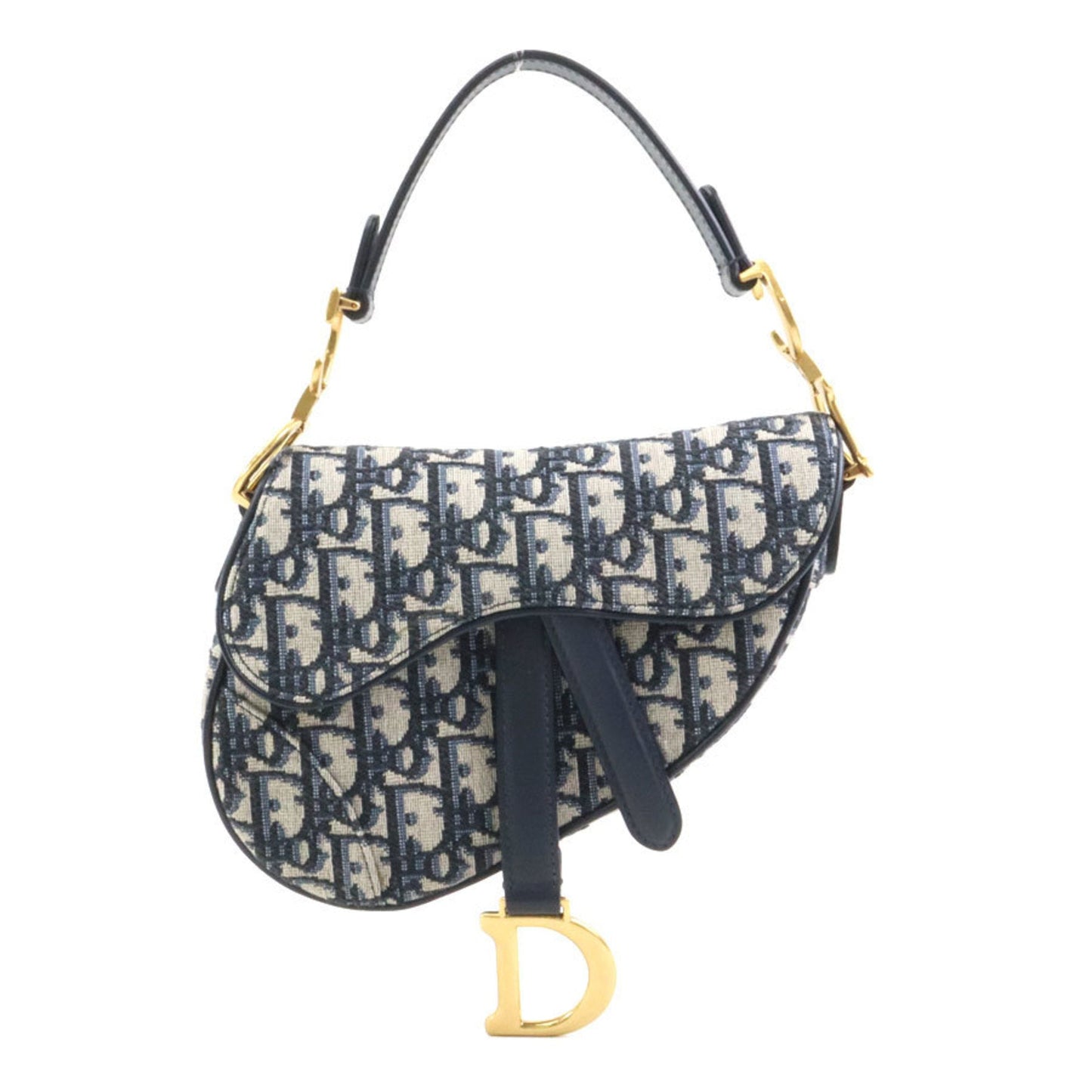 Dior Handbag Christian Saddle Bag Canvas Blue Navy