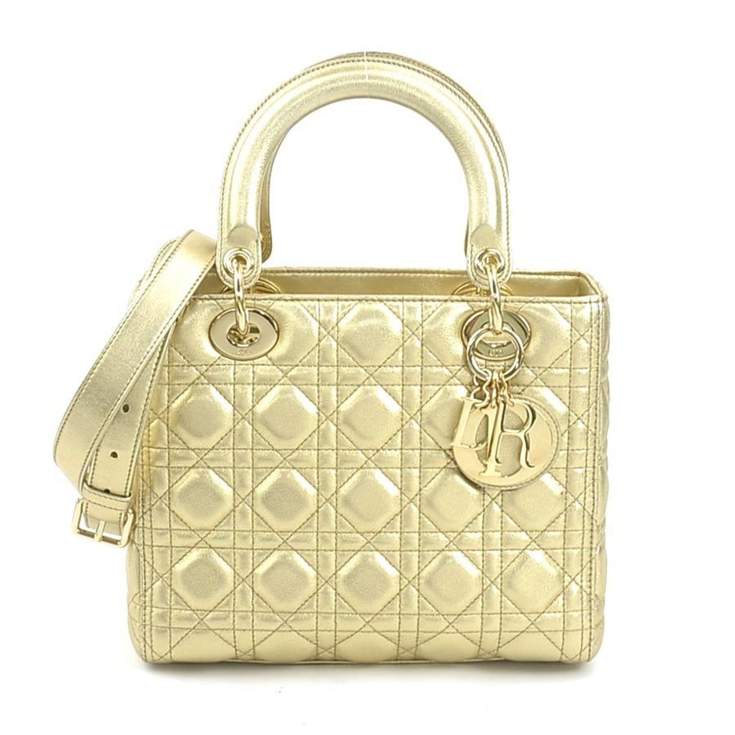 Dior Handbag Christian Shoulder Bag 2 Leather Gold